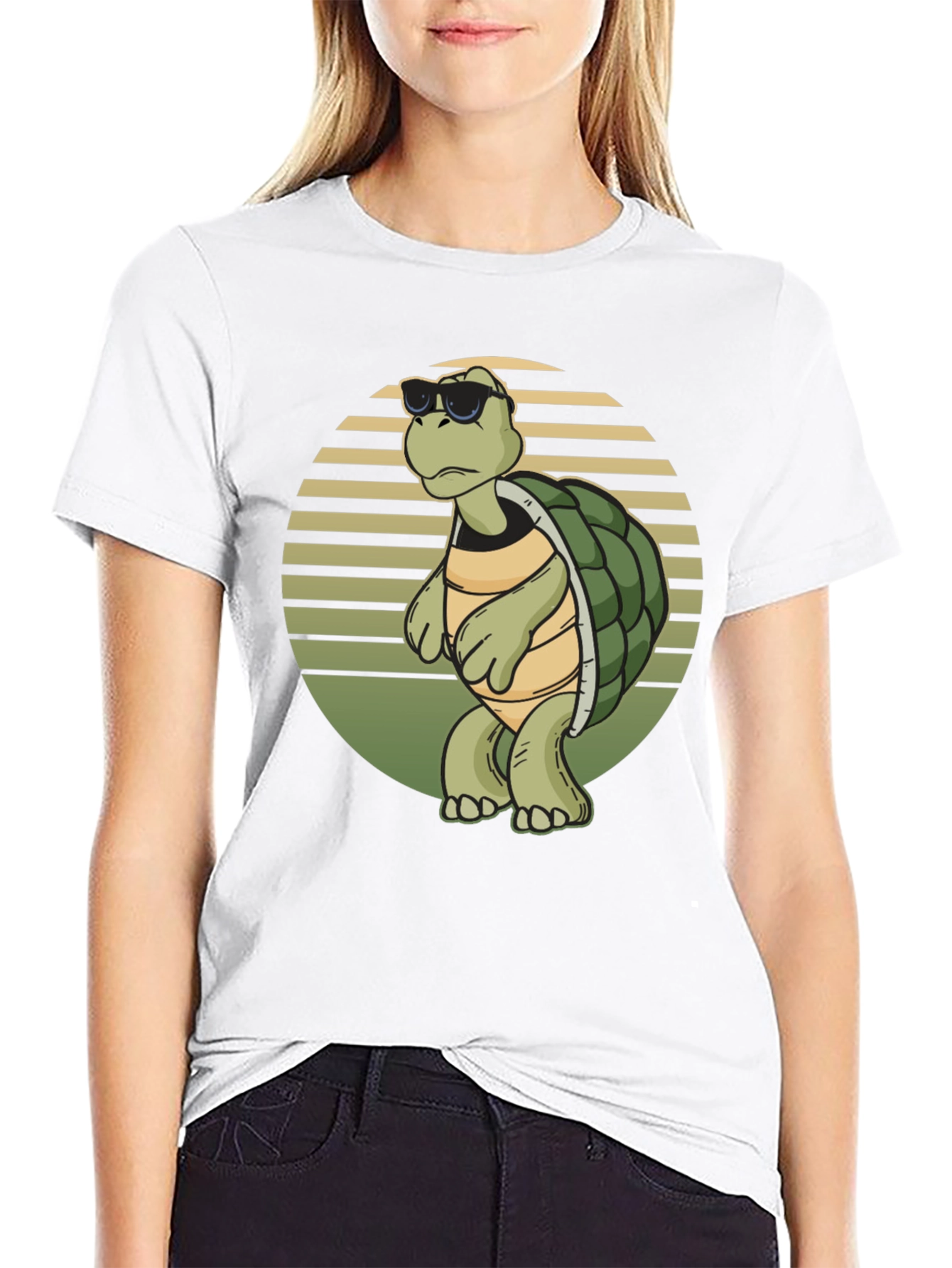 Black Cool Turtle Graphic Tee - Black Cotton Shirt view 9