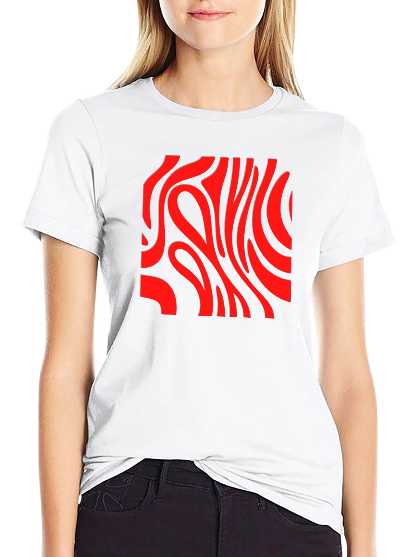 Black Abstract Graphic Print T-Shirt view 9