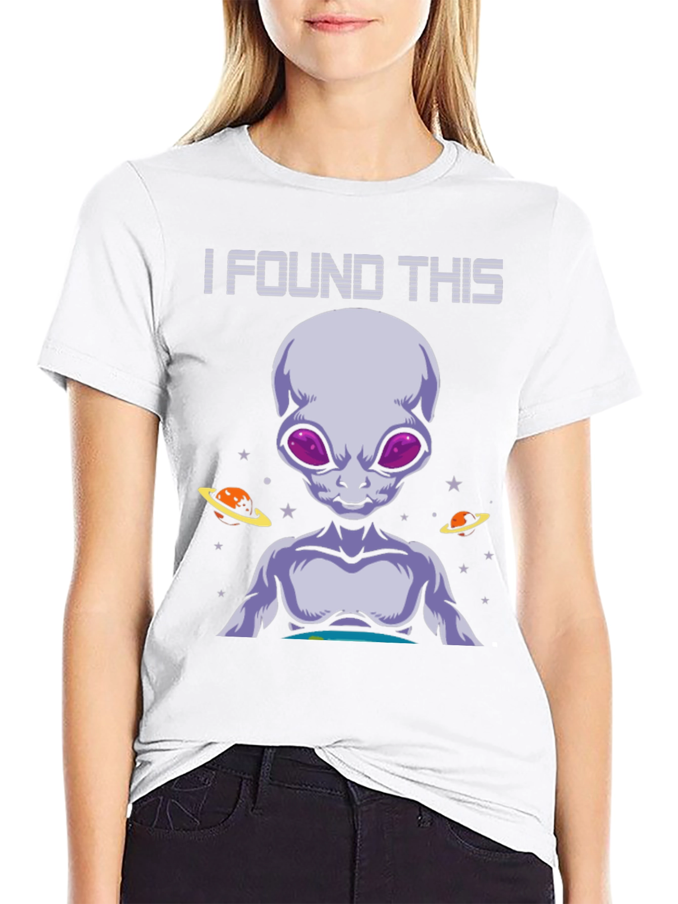 Black I Found This Alien Graphic Tee - Black Cotton T-Shirt view 9