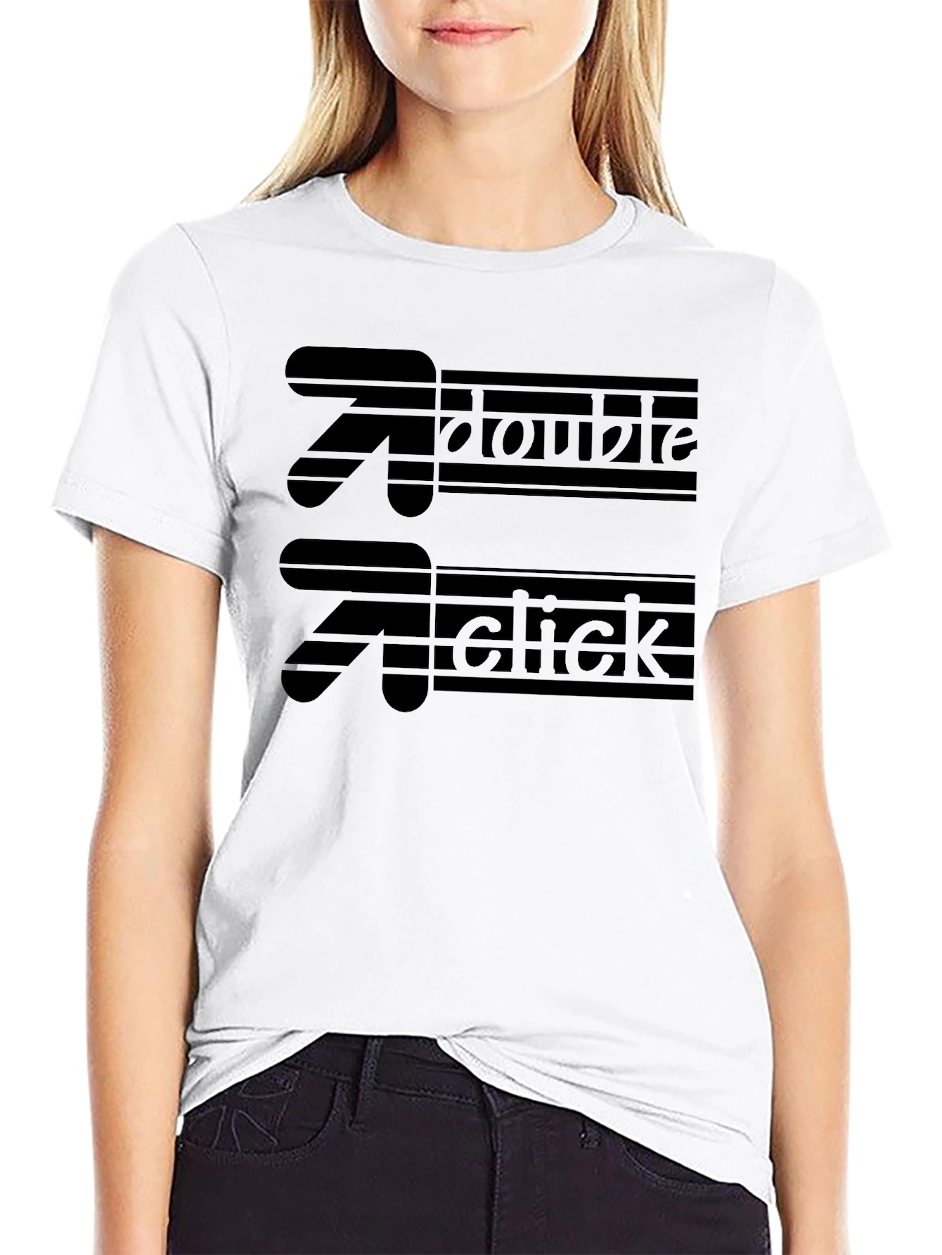 Black Double Click Graphic T-Shirt - Black Cotton Tee view 9