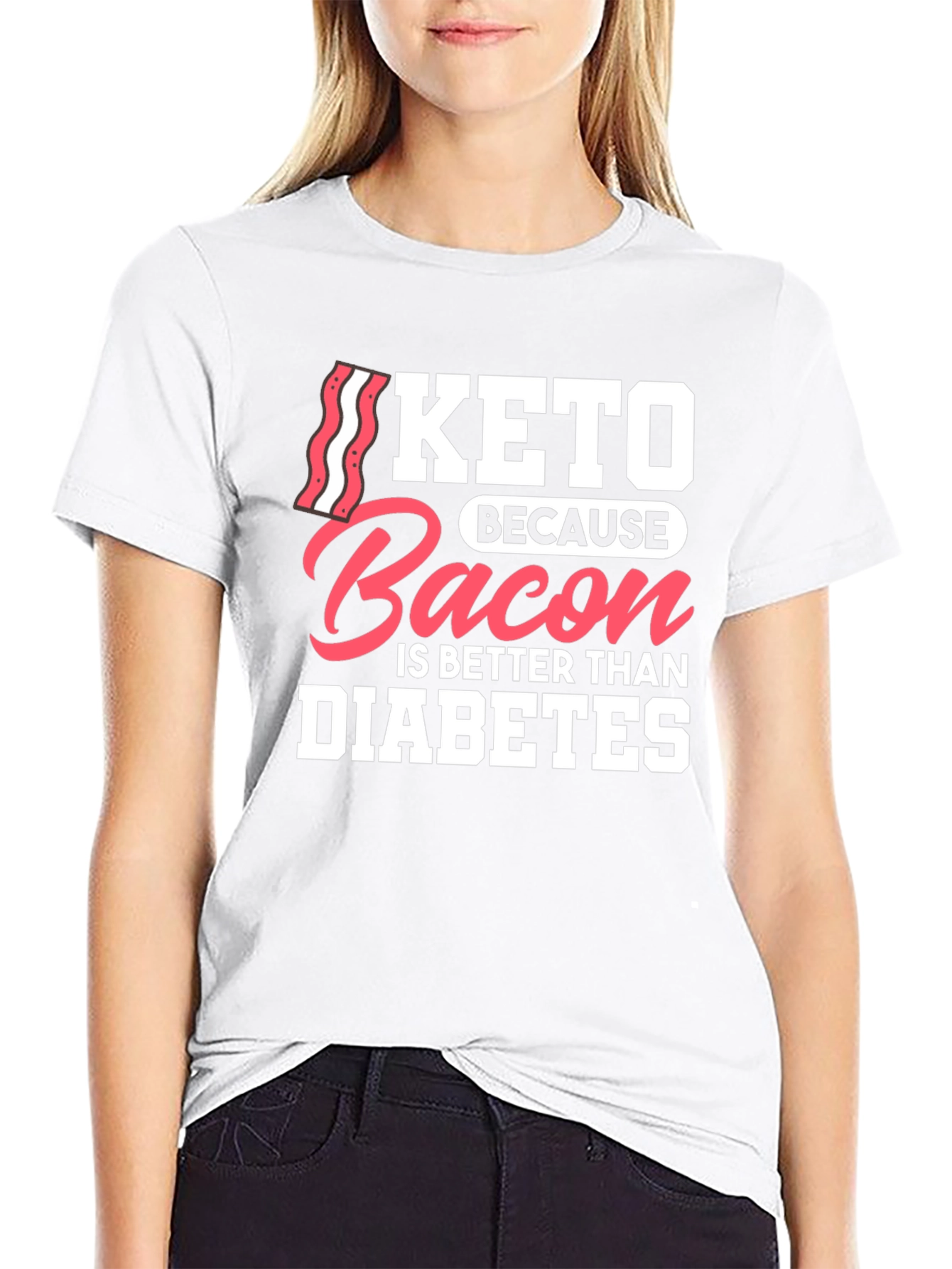 Black Keto Bacon Better Than Diabetes Graphic T-Shirt view 9