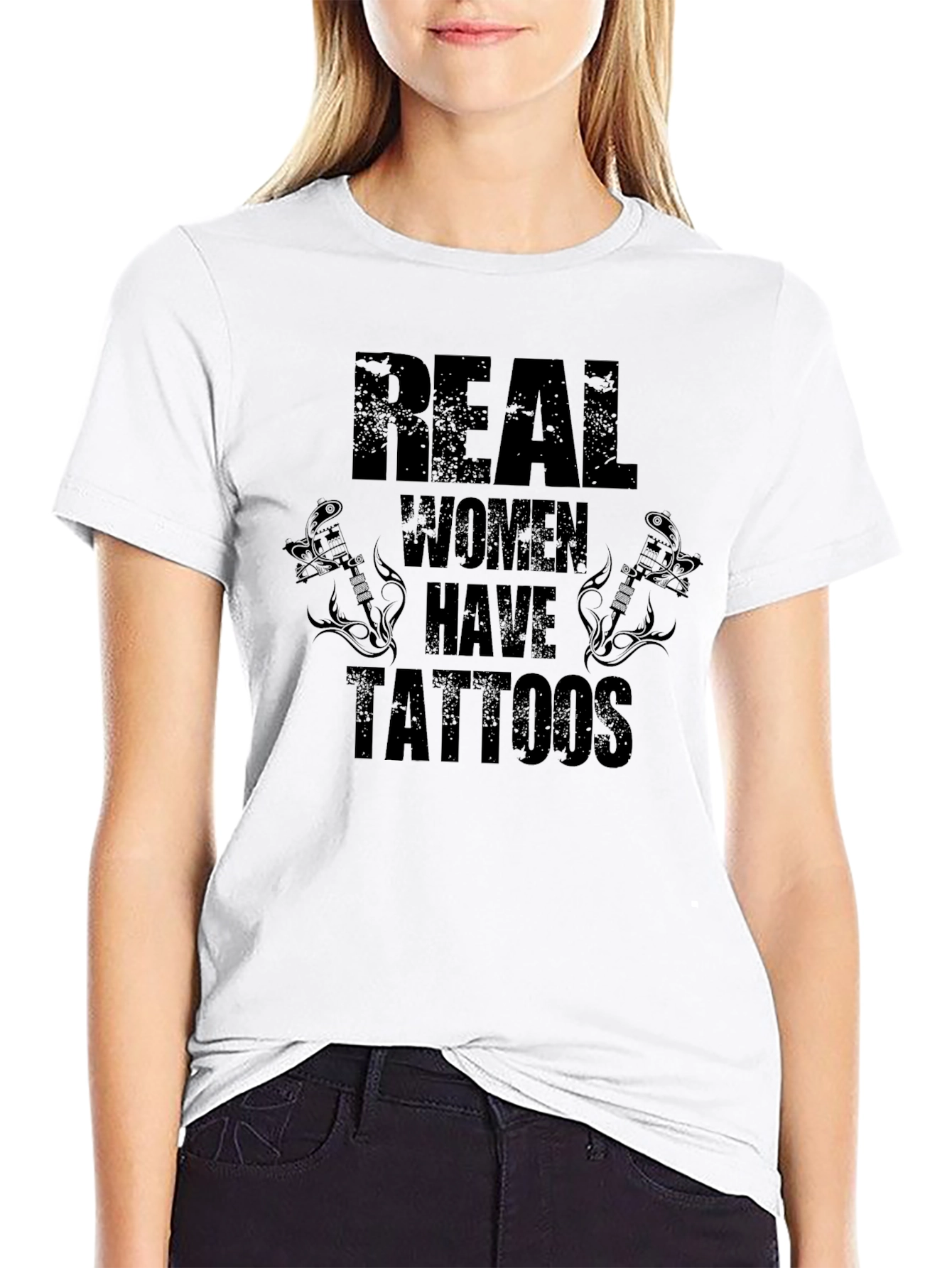 Black Real Women Have Tattoos Black Graphic Tee view 9