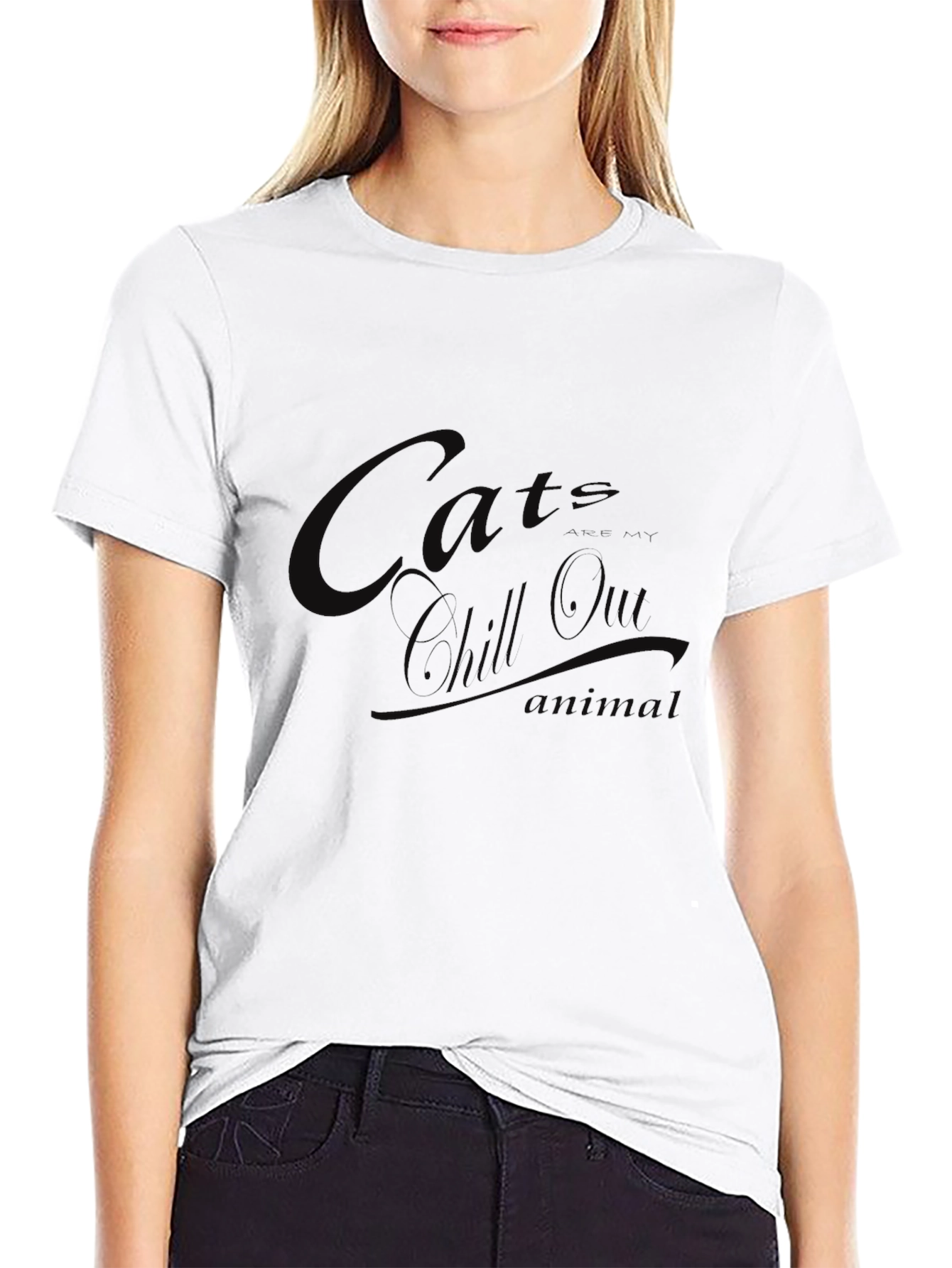 Black Chill Out Cats T-Shirt - Black Crew Neck Tee view 9