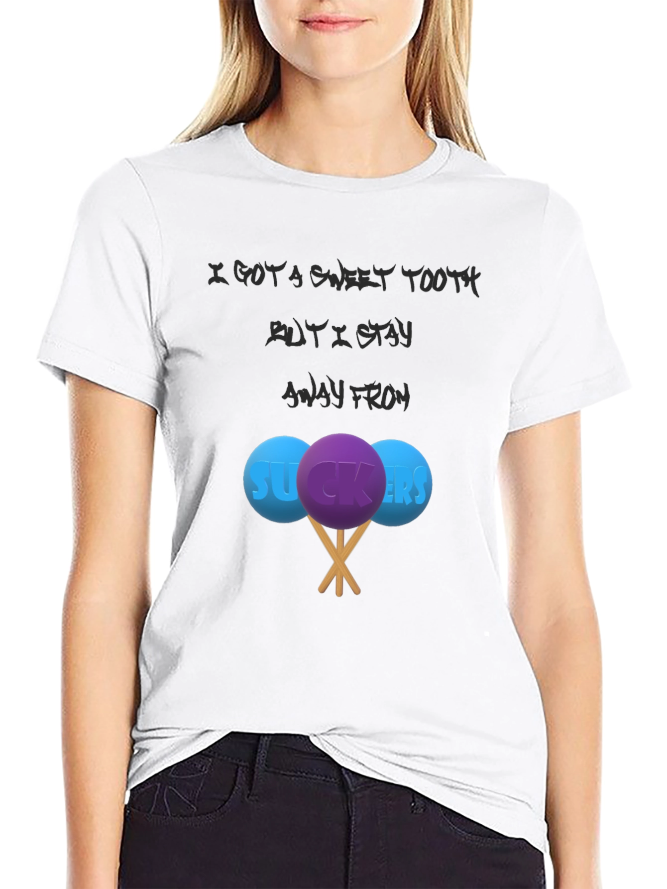 Black Sweet Tooth Sucker T-Shirt - Funny Graphic Tee view 9