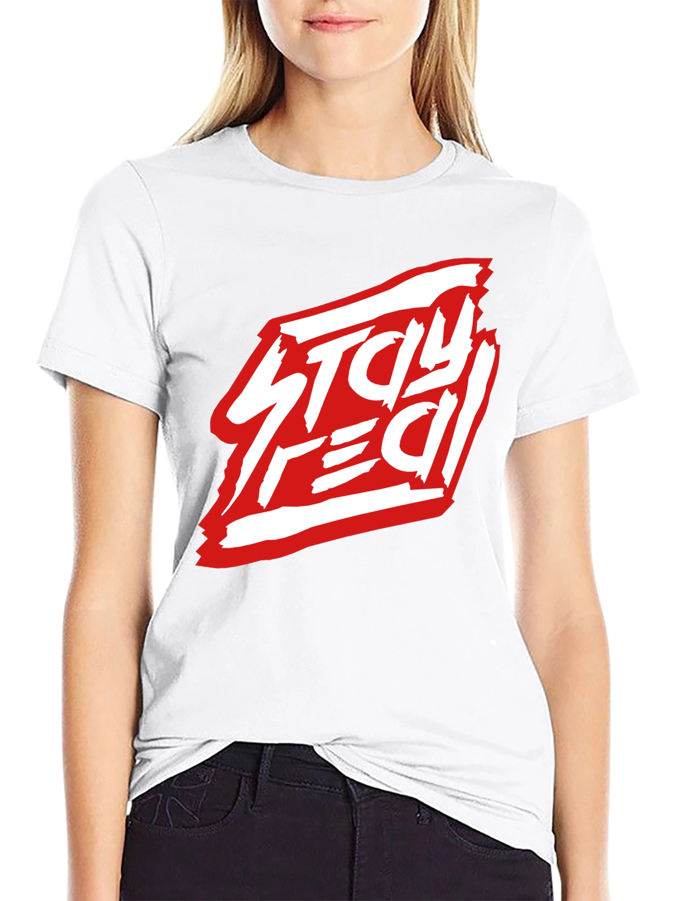 Black Stay Real Black Graphic Tee - Modern Streetwear Style view 9