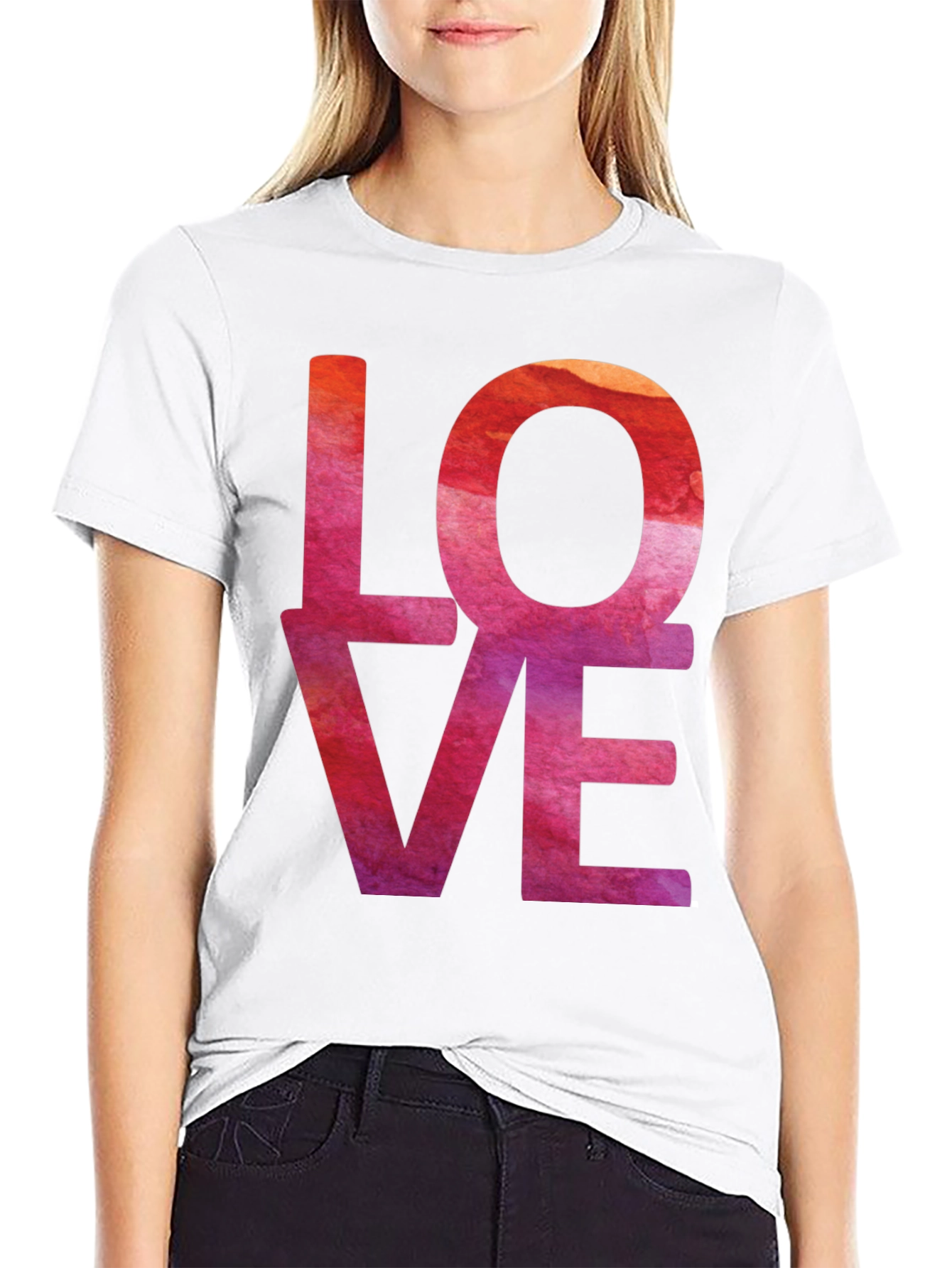 Black Watercolor Love T-Shirt - Artistic Graphic Tee view 9