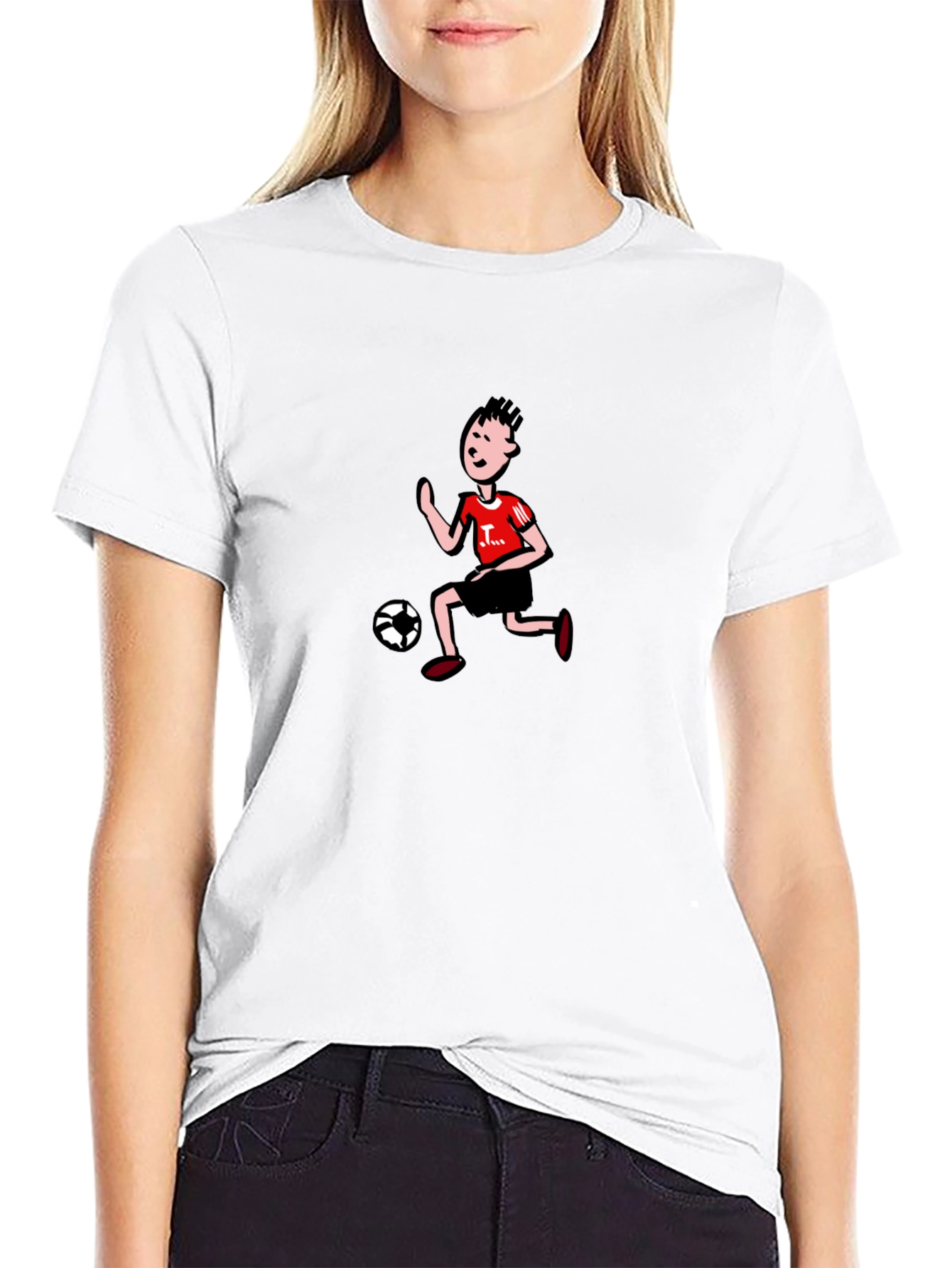 Black Cartoon Soccer Player Graphic Tee - Black view 9