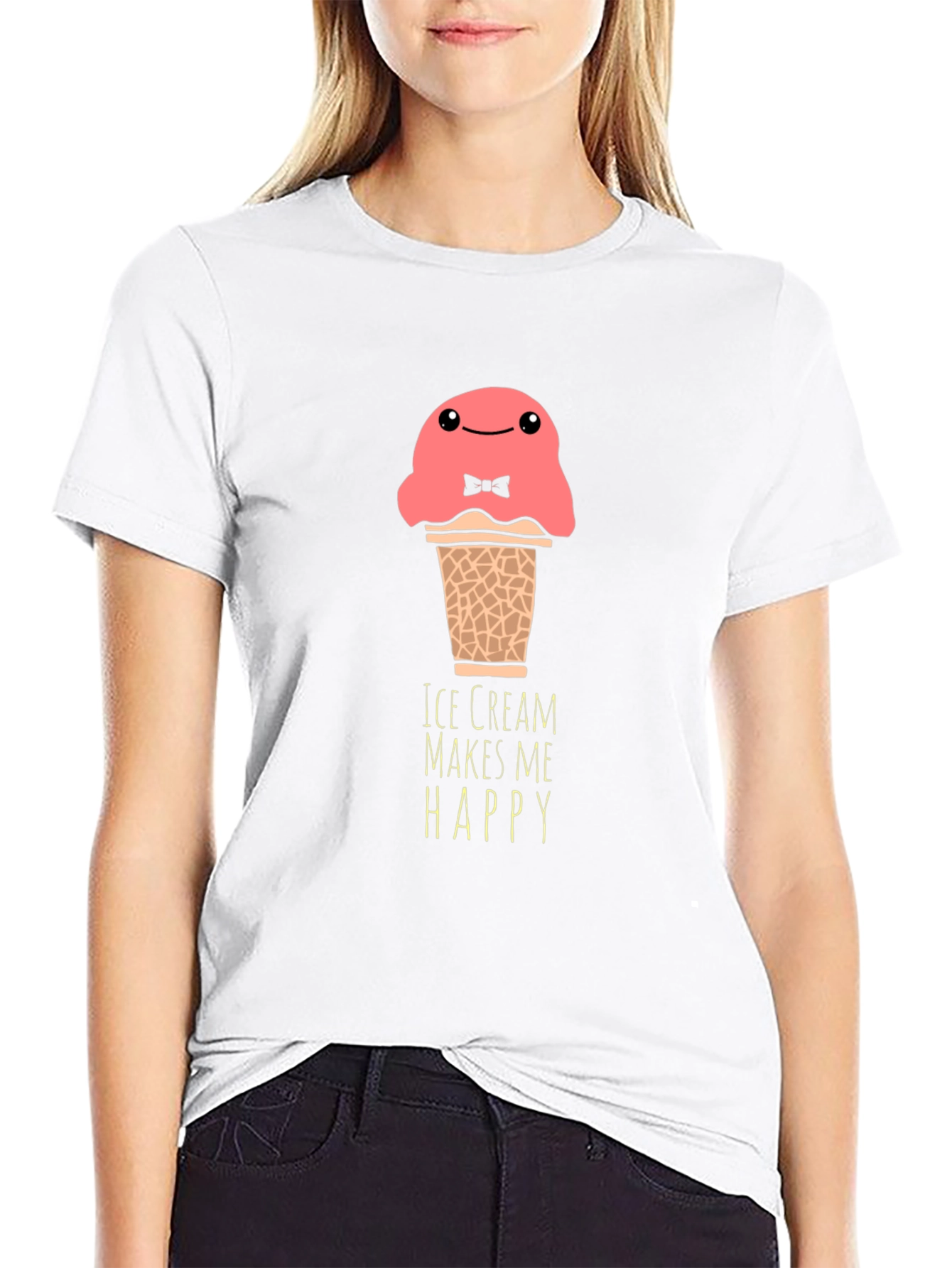 Black Ice Cream Makes Me Happy Graphic T-Shirt view 9
