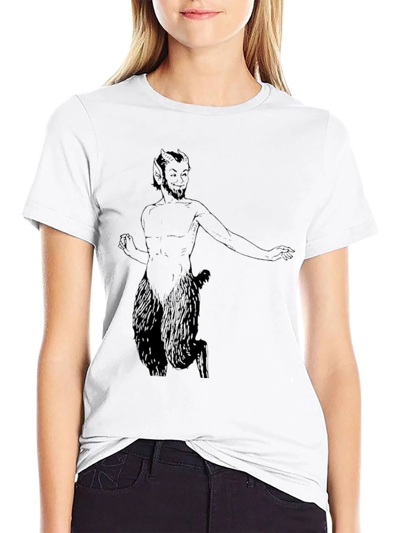 Black Satyr Graphic Tee - Black Cotton T-Shirt view 9