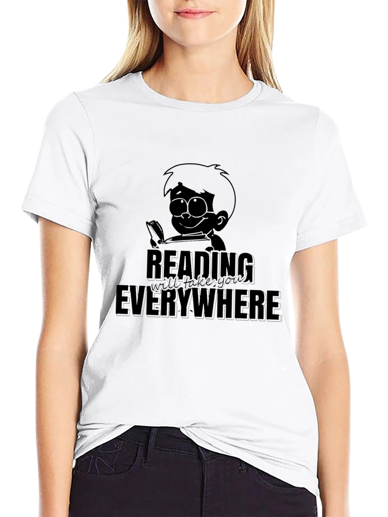 Black Reading Everywhere Graphic T-Shirt view 9