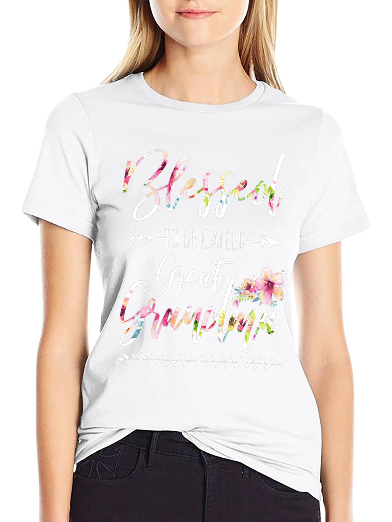 Black Blessed Great Grandma Floral T-Shirt view 9