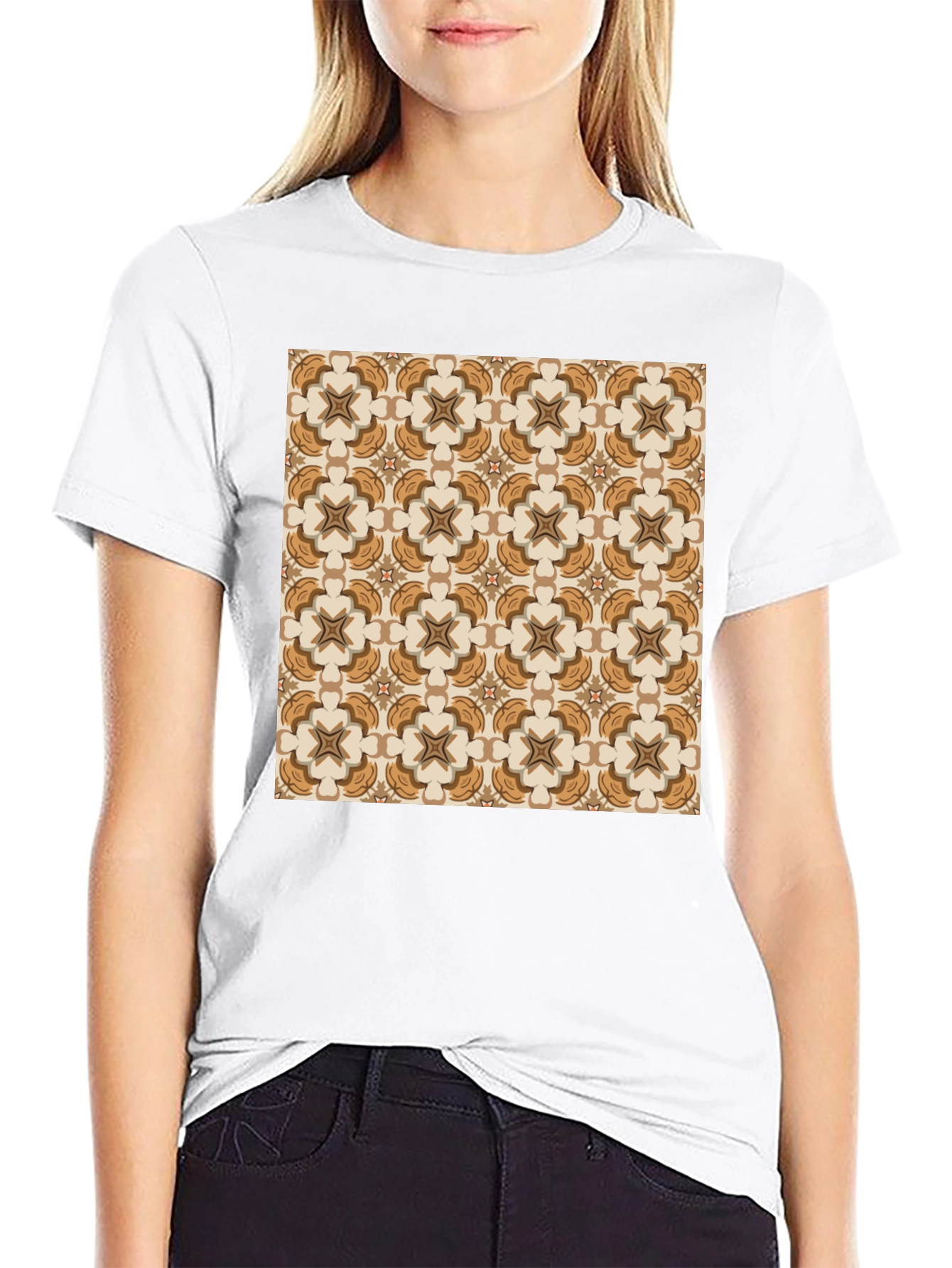 Black Patterned Graphic Tee - Stylish Design view 9