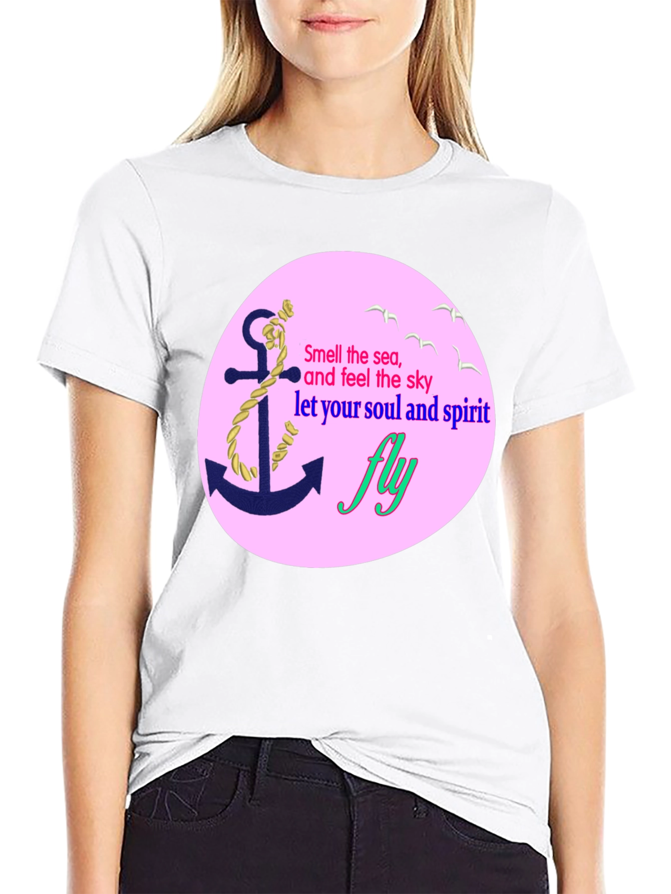 Black Nautical Dreamer Tee - Anchor & Sea Inspired Design view 9