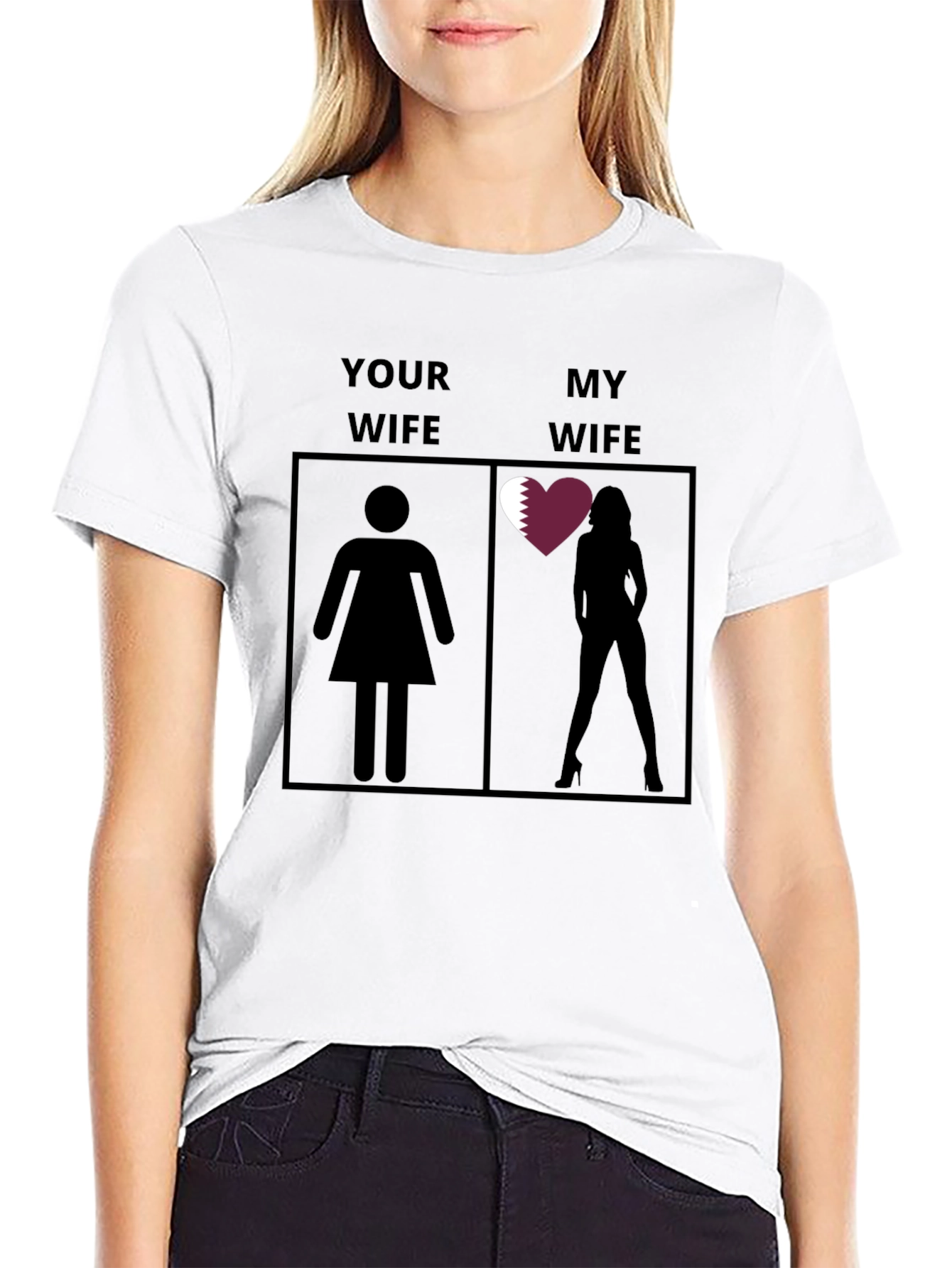 Black Funny "My Wife" Qatar T-Shirt view 9