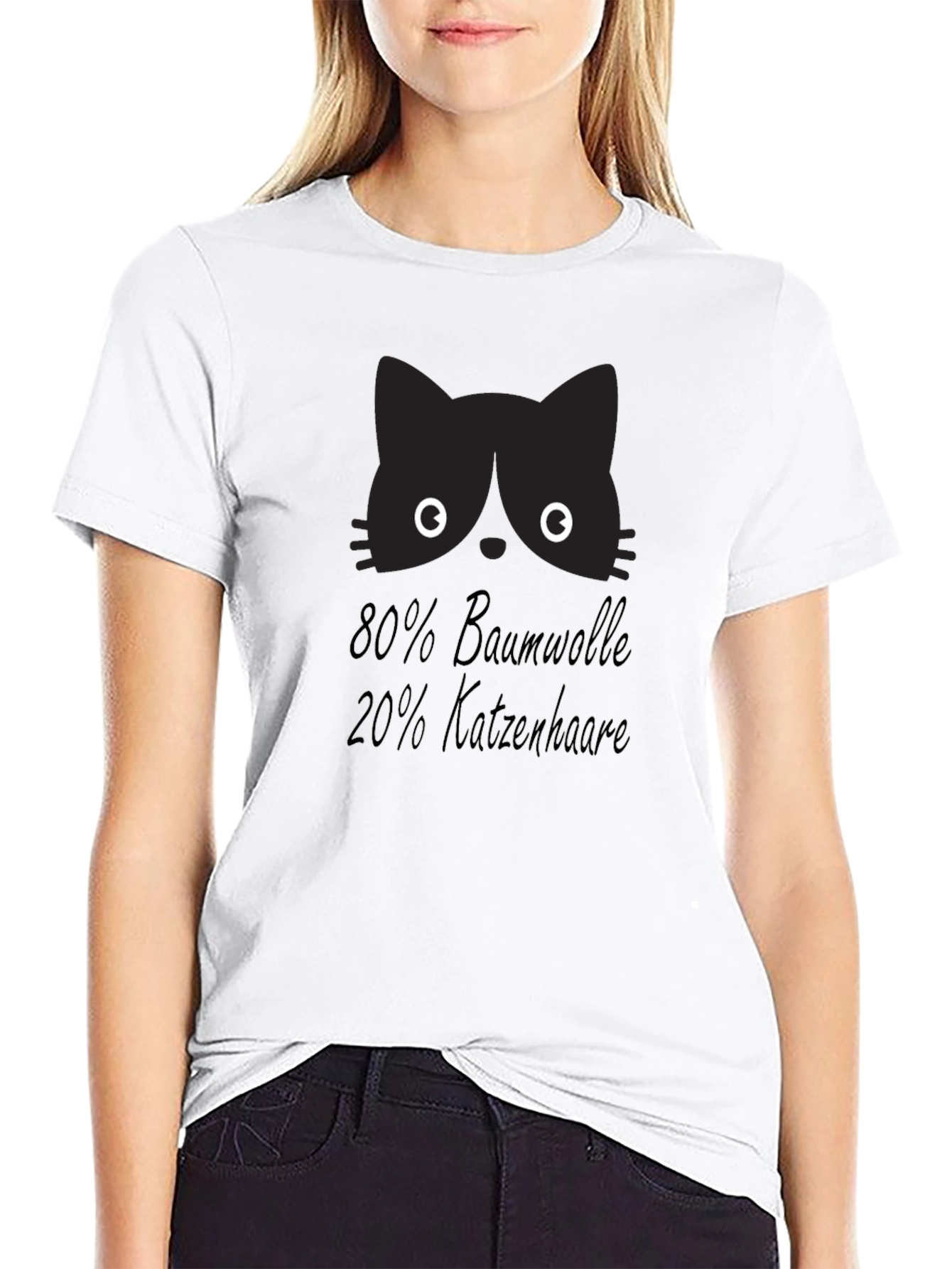 Black Funny Cat Hair T-Shirt - 80% Baumwolle 20% Katzenhaare view 9