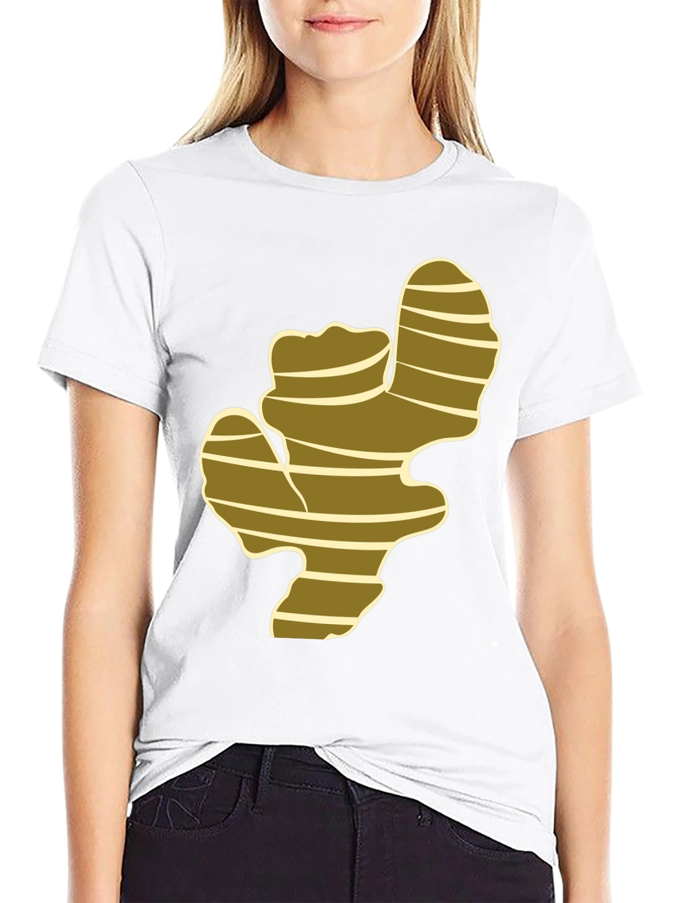 Black Ginger Root Graphic Print Black T-Shirt view 9