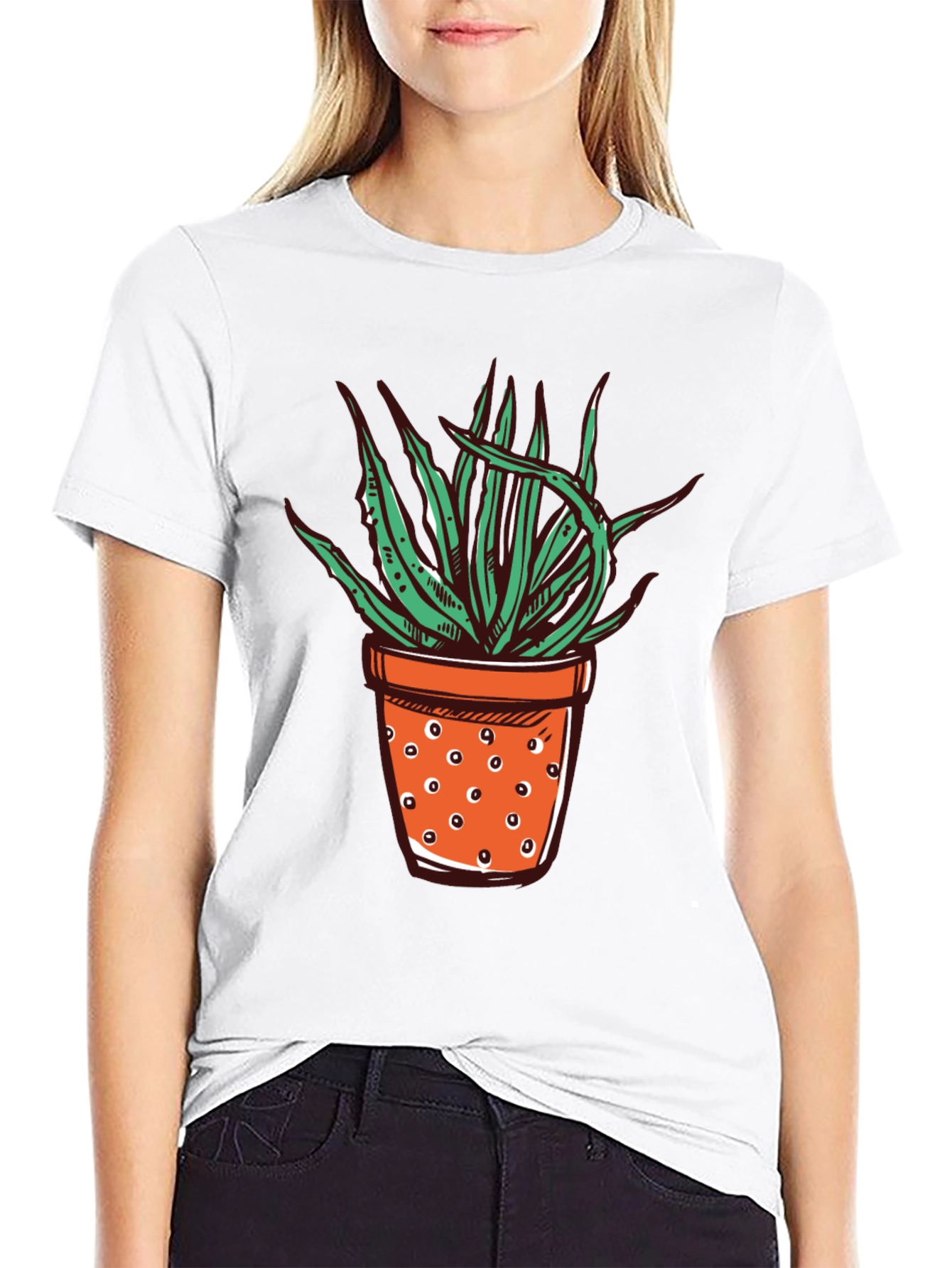 Black Potted Plant Graphic Tee - Unique Design view 9