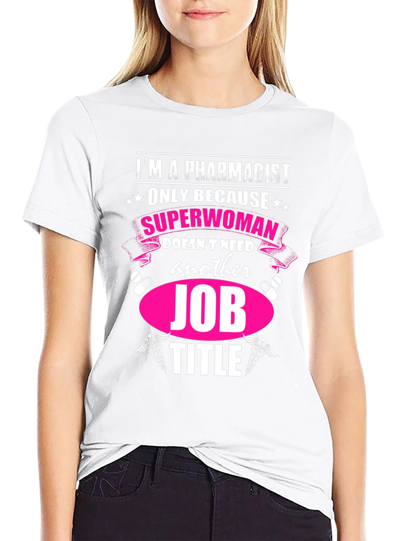 Black Pharmacist Superwoman T-Shirt - Funny Job Title Tee view 9