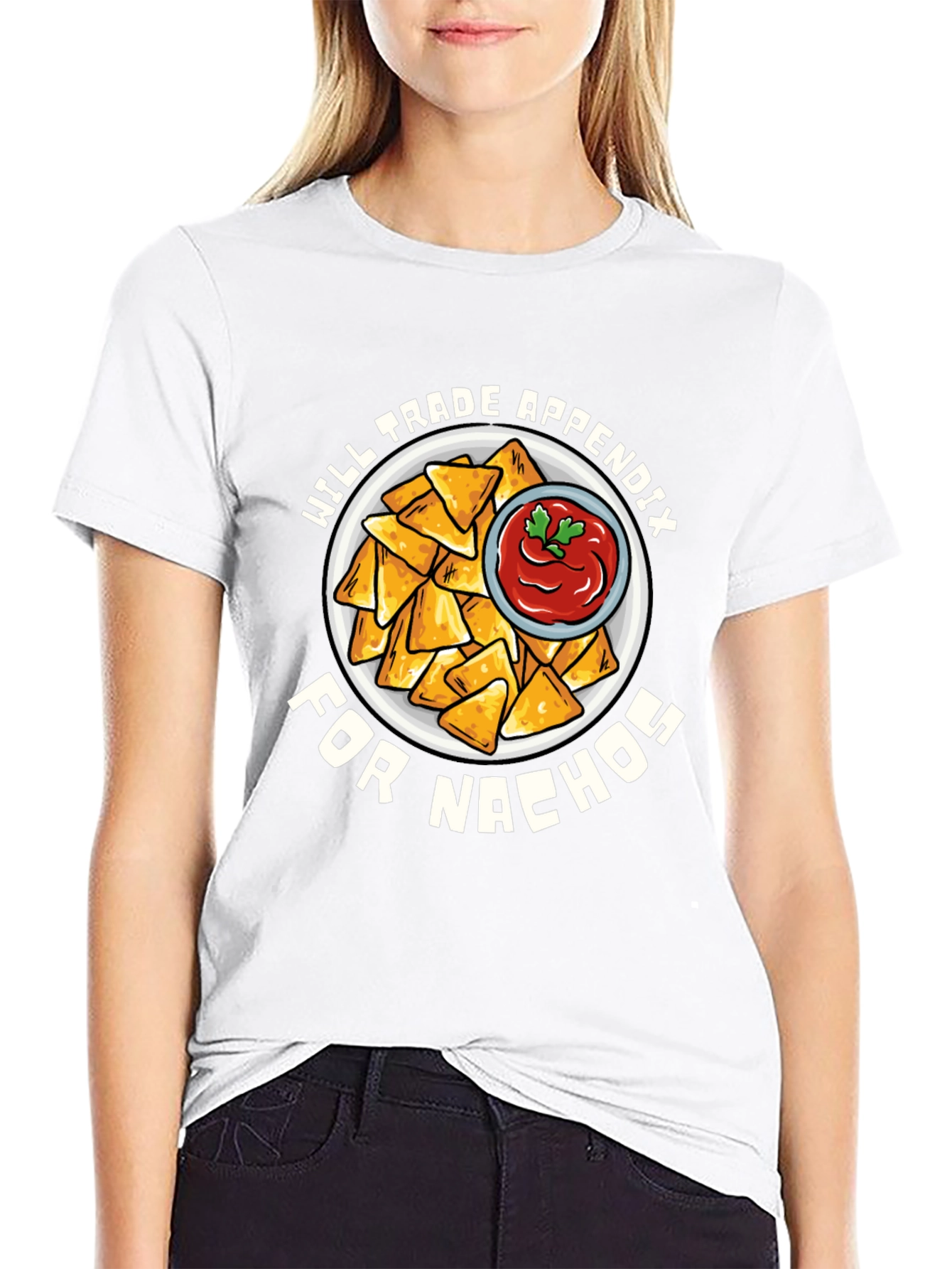 Black Funny Nacho Lover T-Shirt - Will Trade Appendix for Nachos Tee view 9