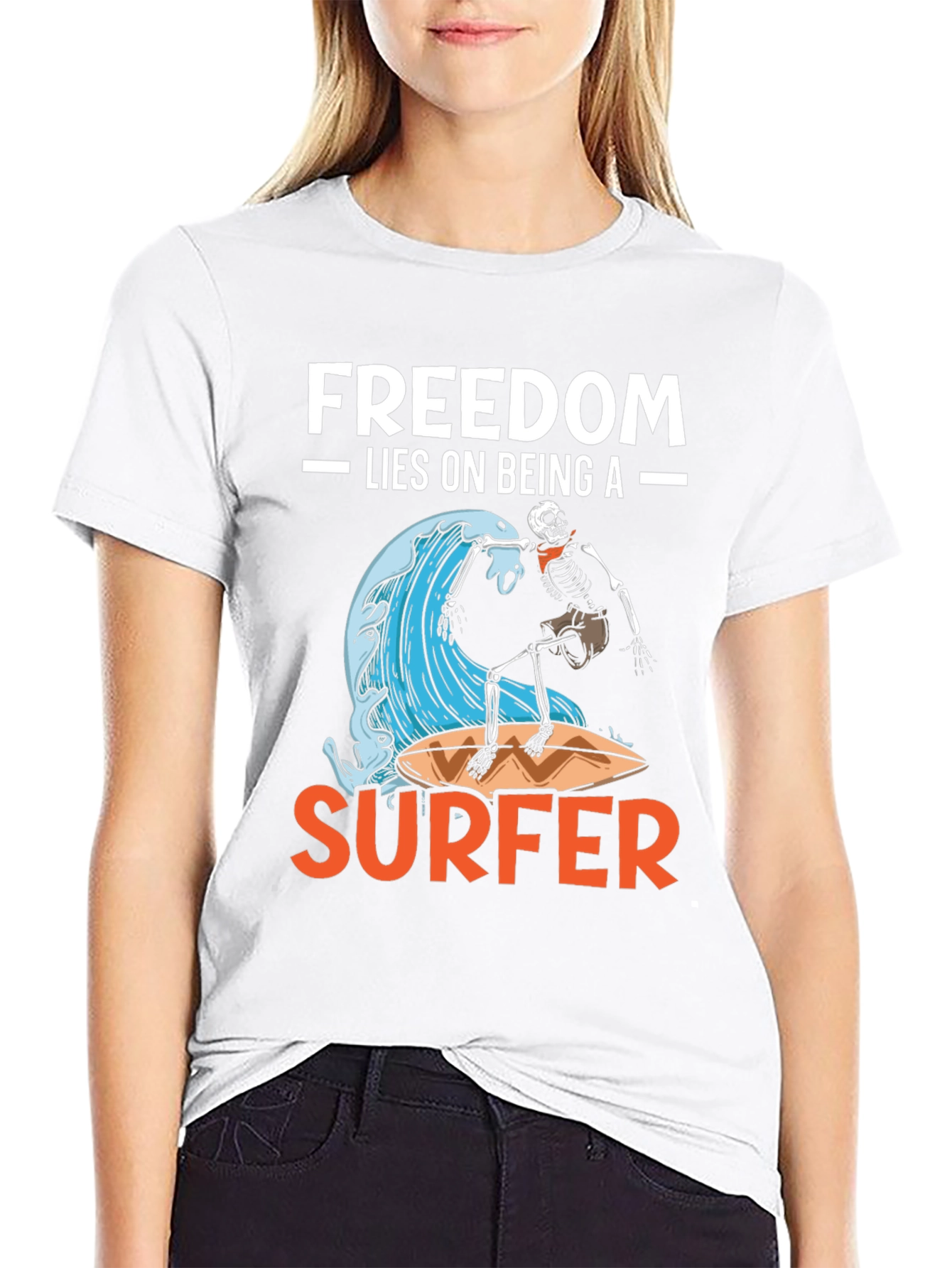 Black Freedom Surfer Graphic Tee - Ride the Wave! view 9
