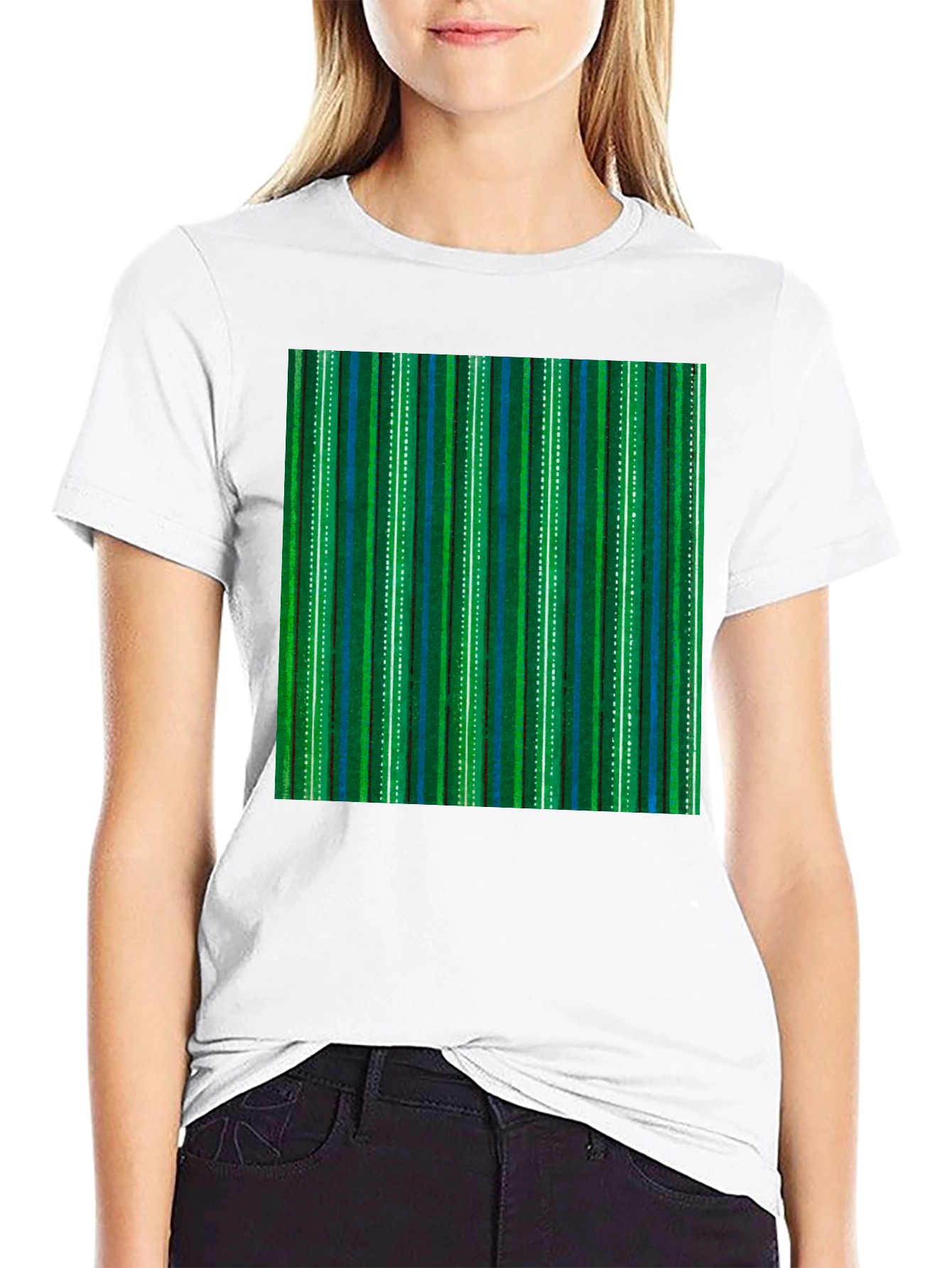 Black Striped Pattern T-Shirt view 9