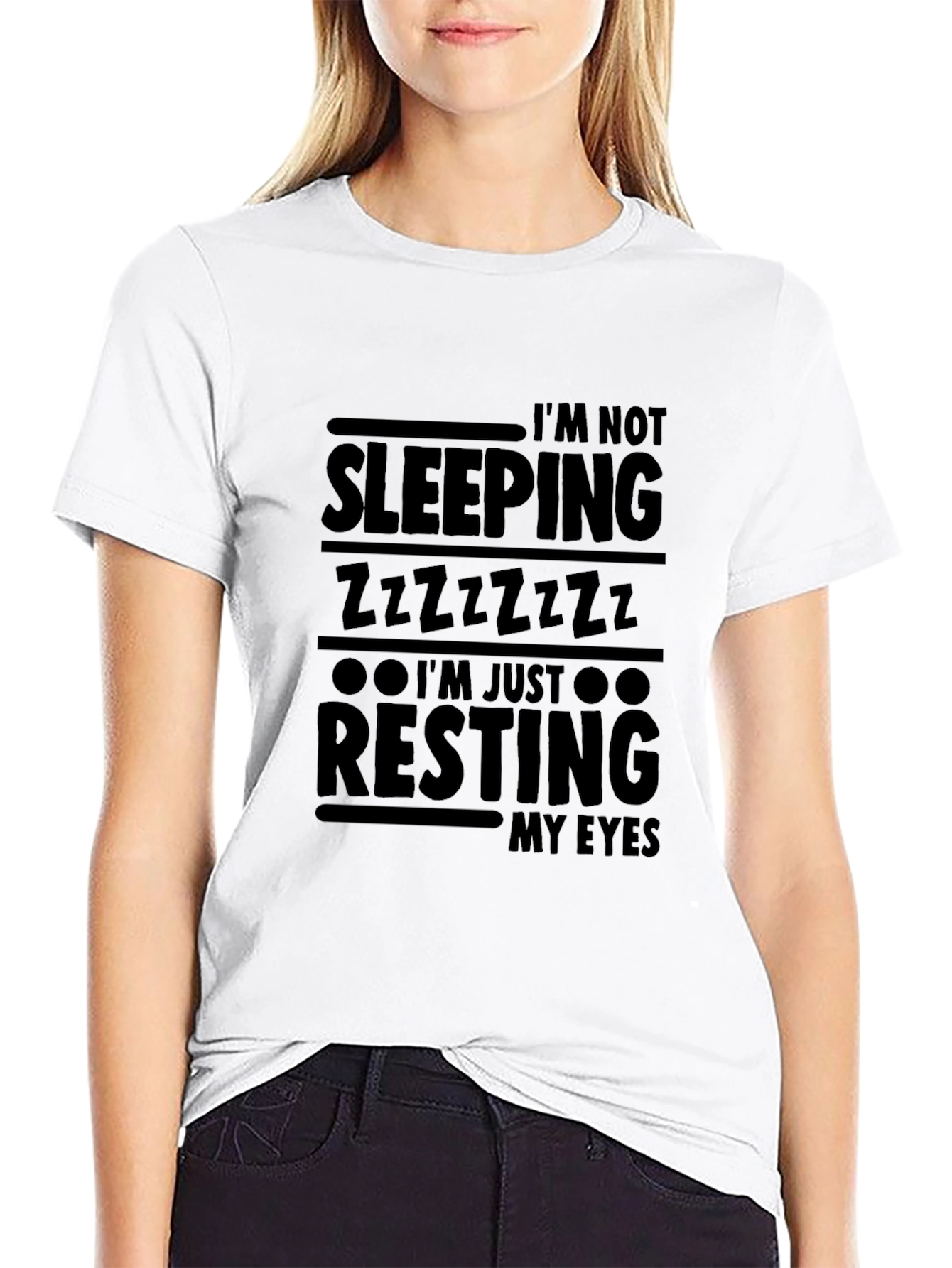 Black I'm Not Sleeping, Resting My Eyes Graphic Tee view 9