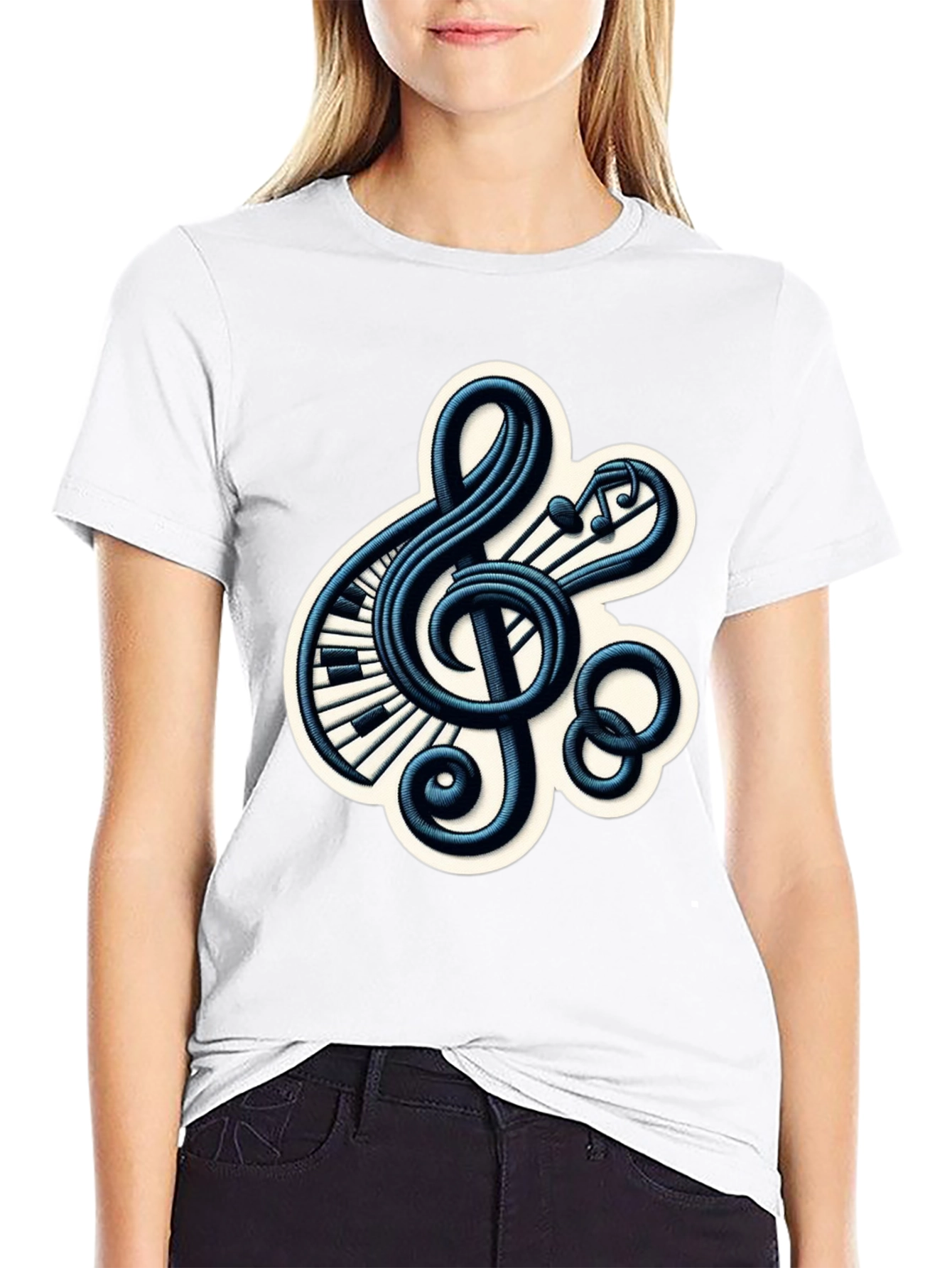 Black Musical Treble Clef Graphic Tee view 9