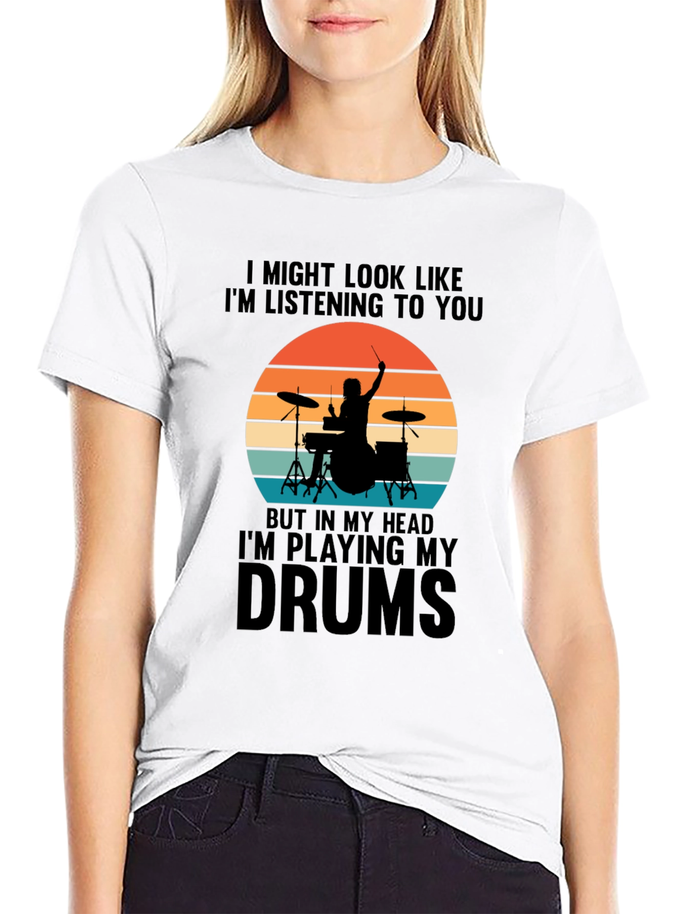 Black Drummer Graphic Tee - "I'm Playing My Drums" view 9