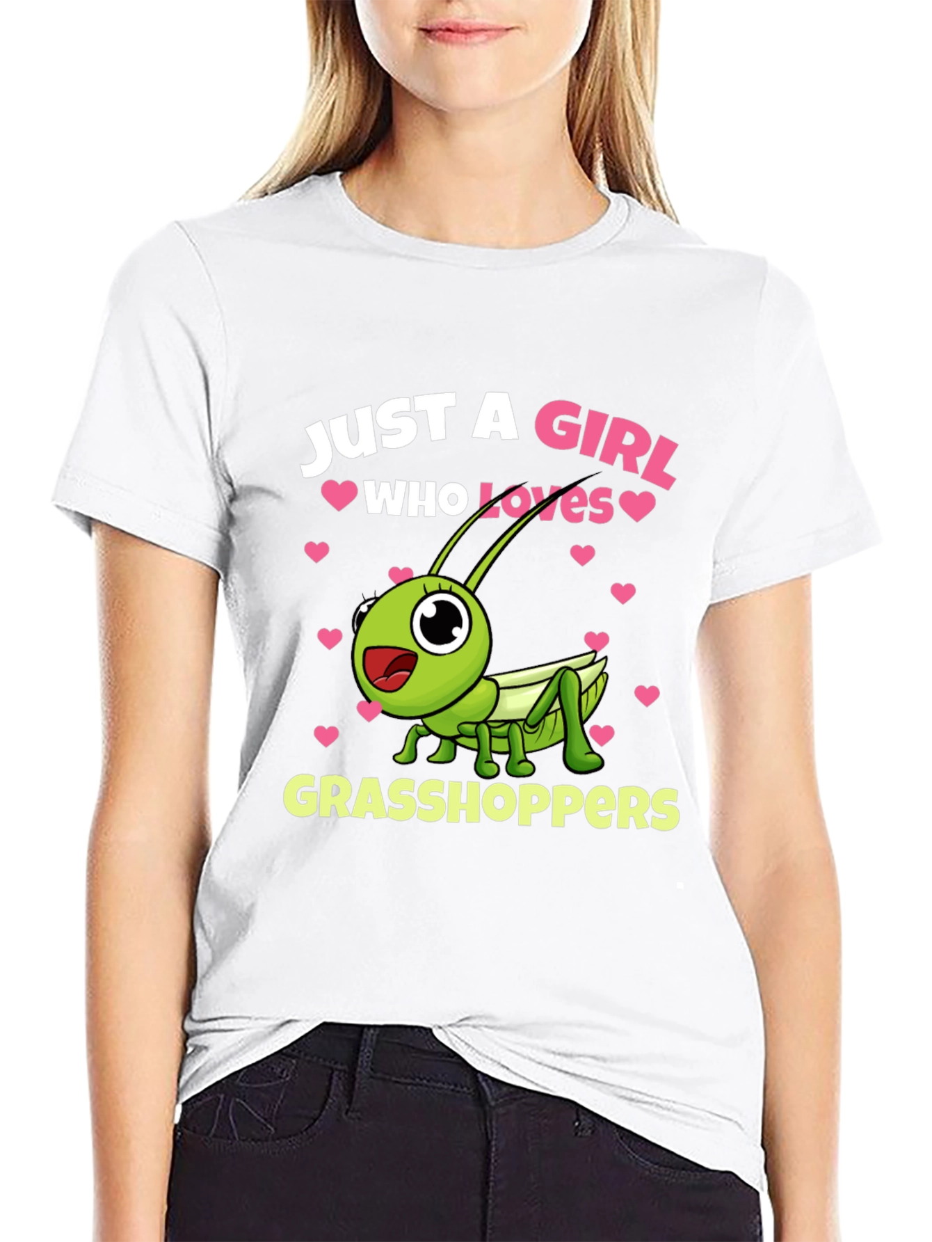 Black Just a Girl Who Loves Grasshoppers T-Shirt view 9