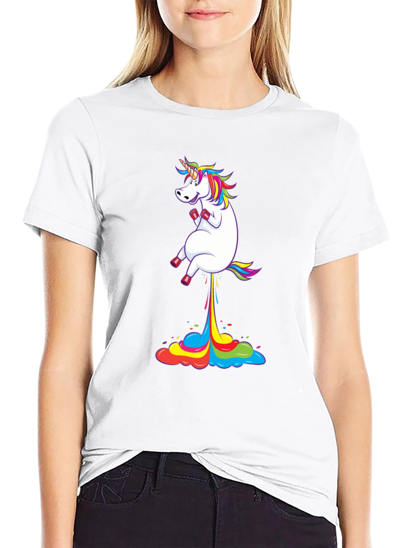 Black Unicorn Rainbow Fart T-Shirt Funny Novelty Tee view 9