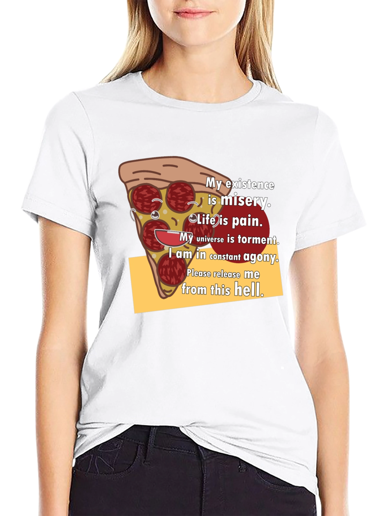 Pizza Slice Graphic Tee - Existential Misery T-Shirt - 9