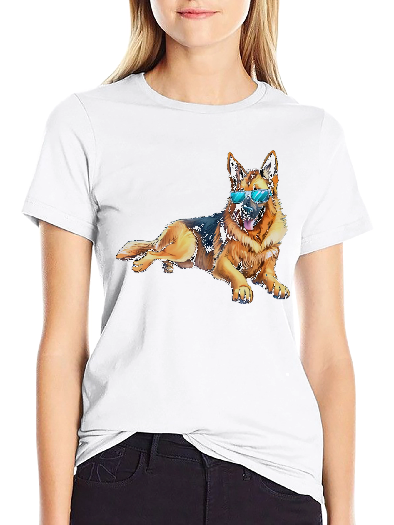 Black Cool Dog T-Shirt - Relaxed German Shepherd view 9