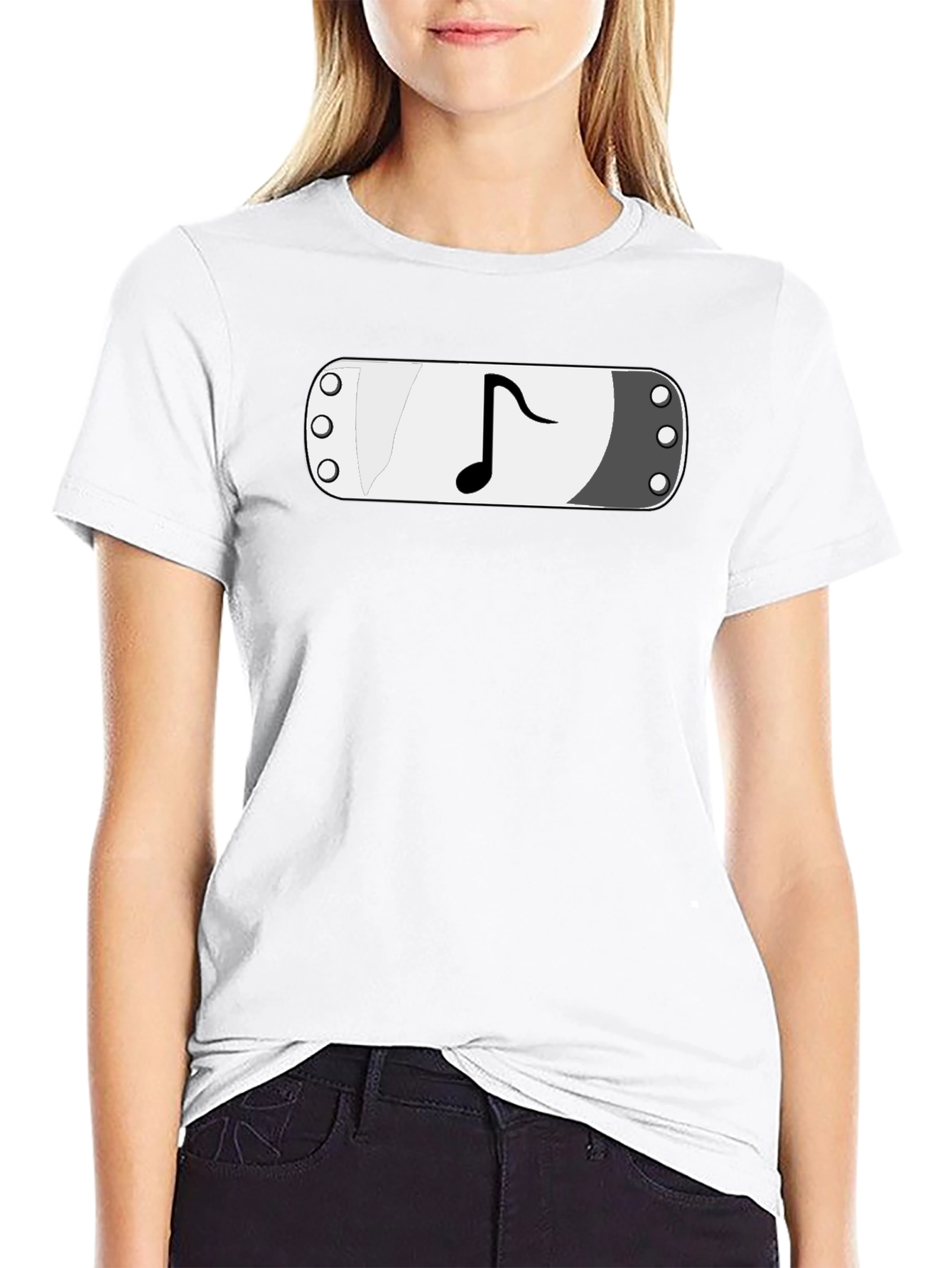 Musical Note Headband T-Shirt - Black Graphic Tee - 9