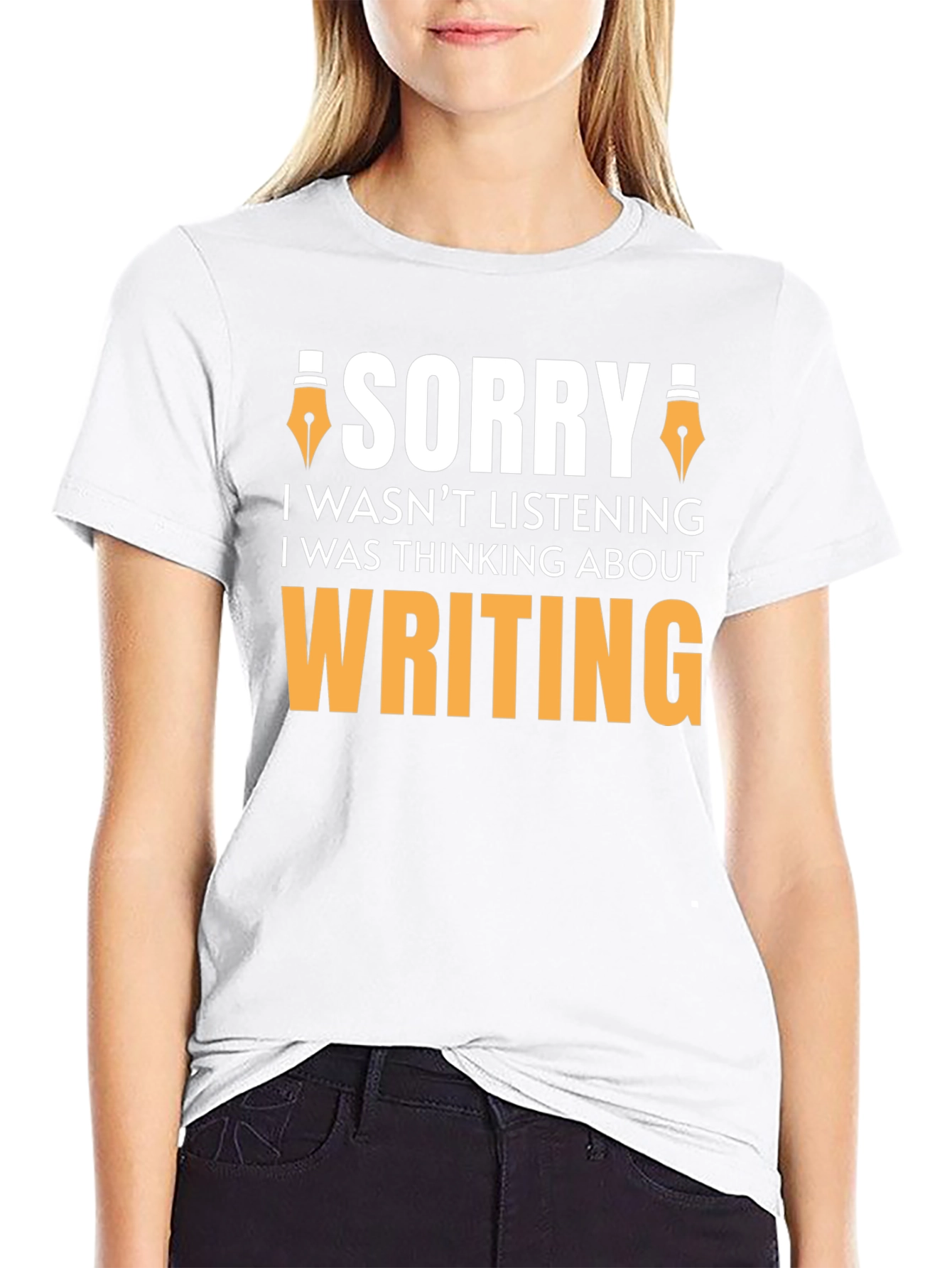 Black Sorry Writing Funny T-Shirt view 9