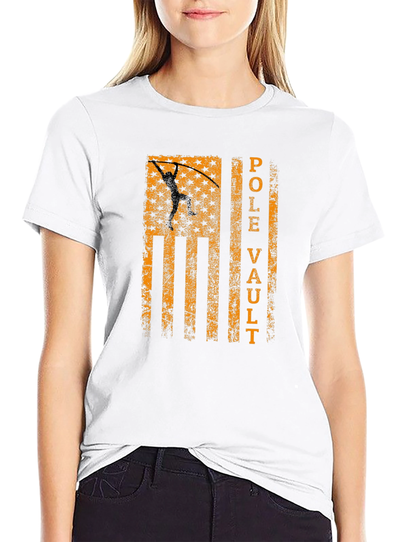 Black Pole Vault USA Flag Graphic Tee view 9