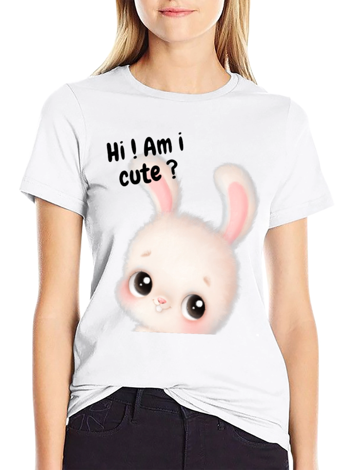 Black Cute Bunny Graphic T-Shirt - Adorable Unisex Tee view 9