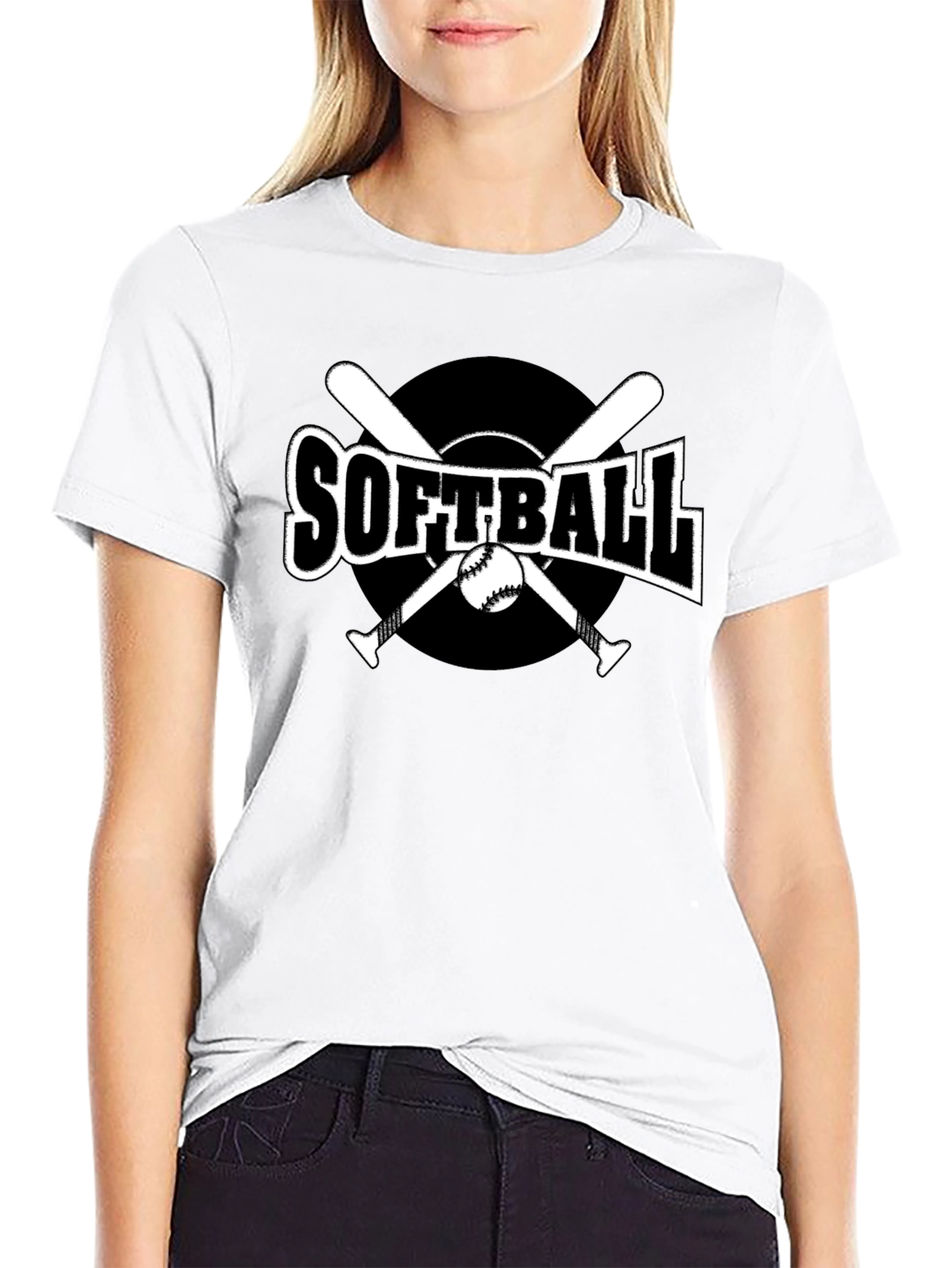 Black Softball Graphic Tee - Black Cotton Casual Shirt view 9