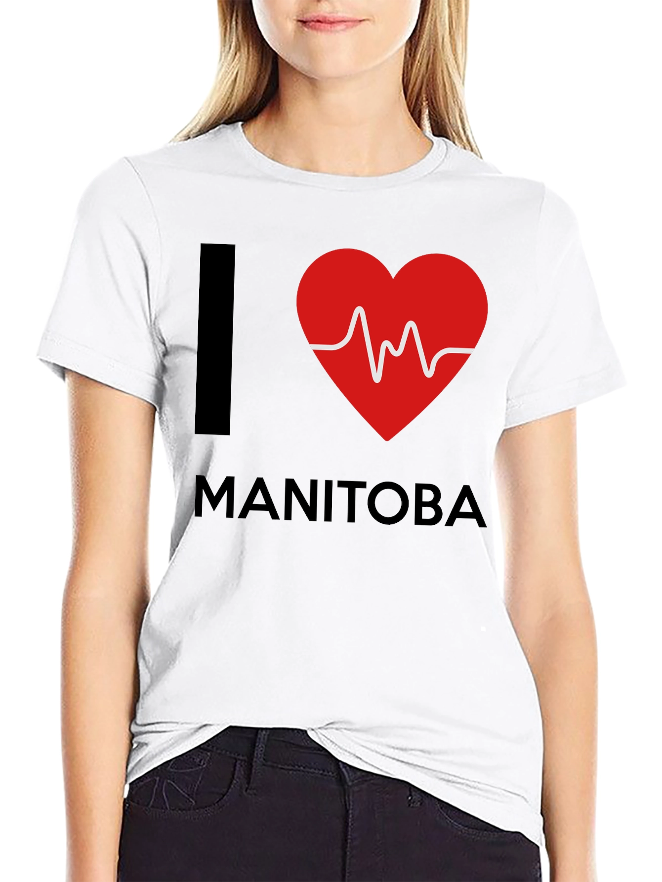 Black I Heart Manitoba T-Shirt - Black Crew Neck Tee view 9