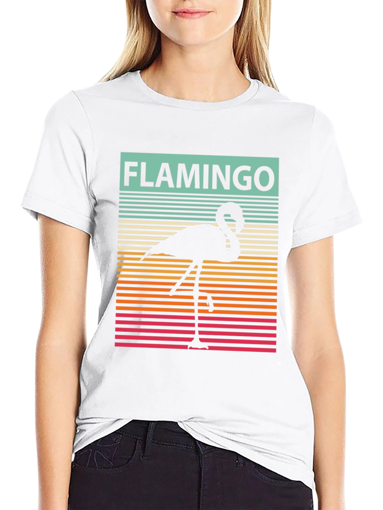 Black Retro Flamingo Graphic Tee view 9