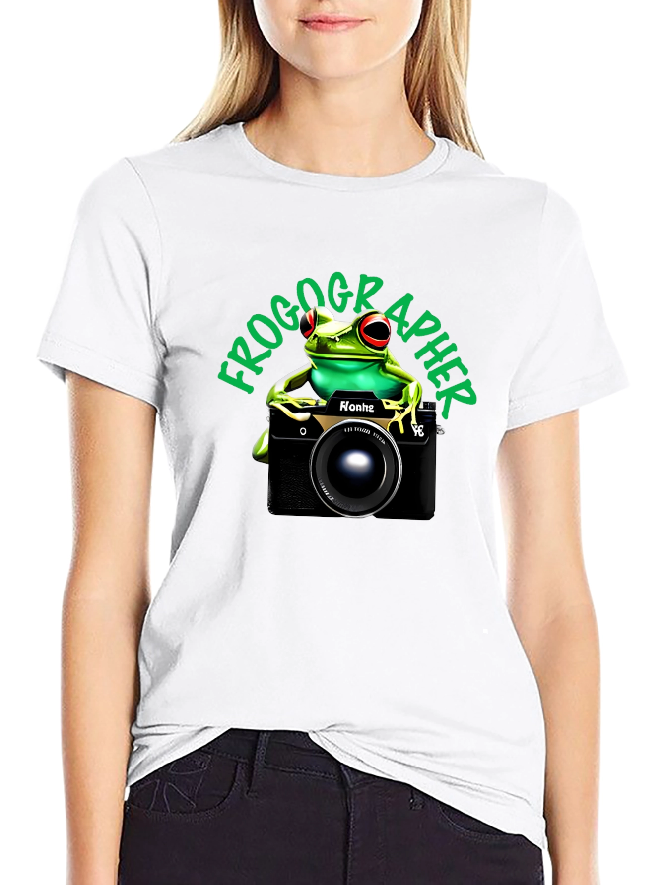 Black Frogographer T-Shirt: Cute Frog Camera Graphic Tee view 9