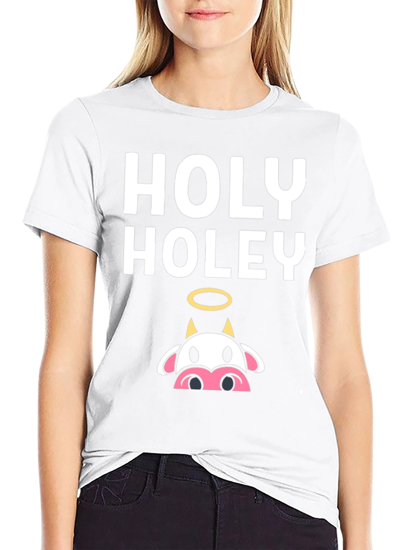 Black Holy Holey Cow Graphic Tee - Black Casual T-Shirt view 9