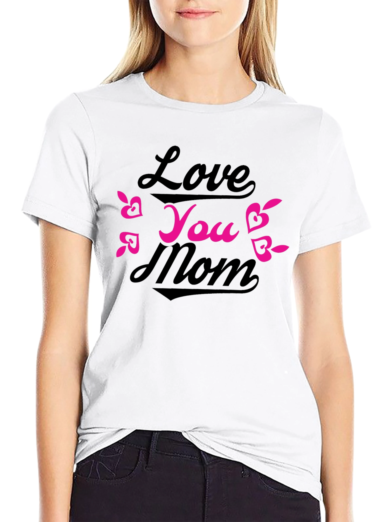 Black Love You Mom Black T-Shirt view 9