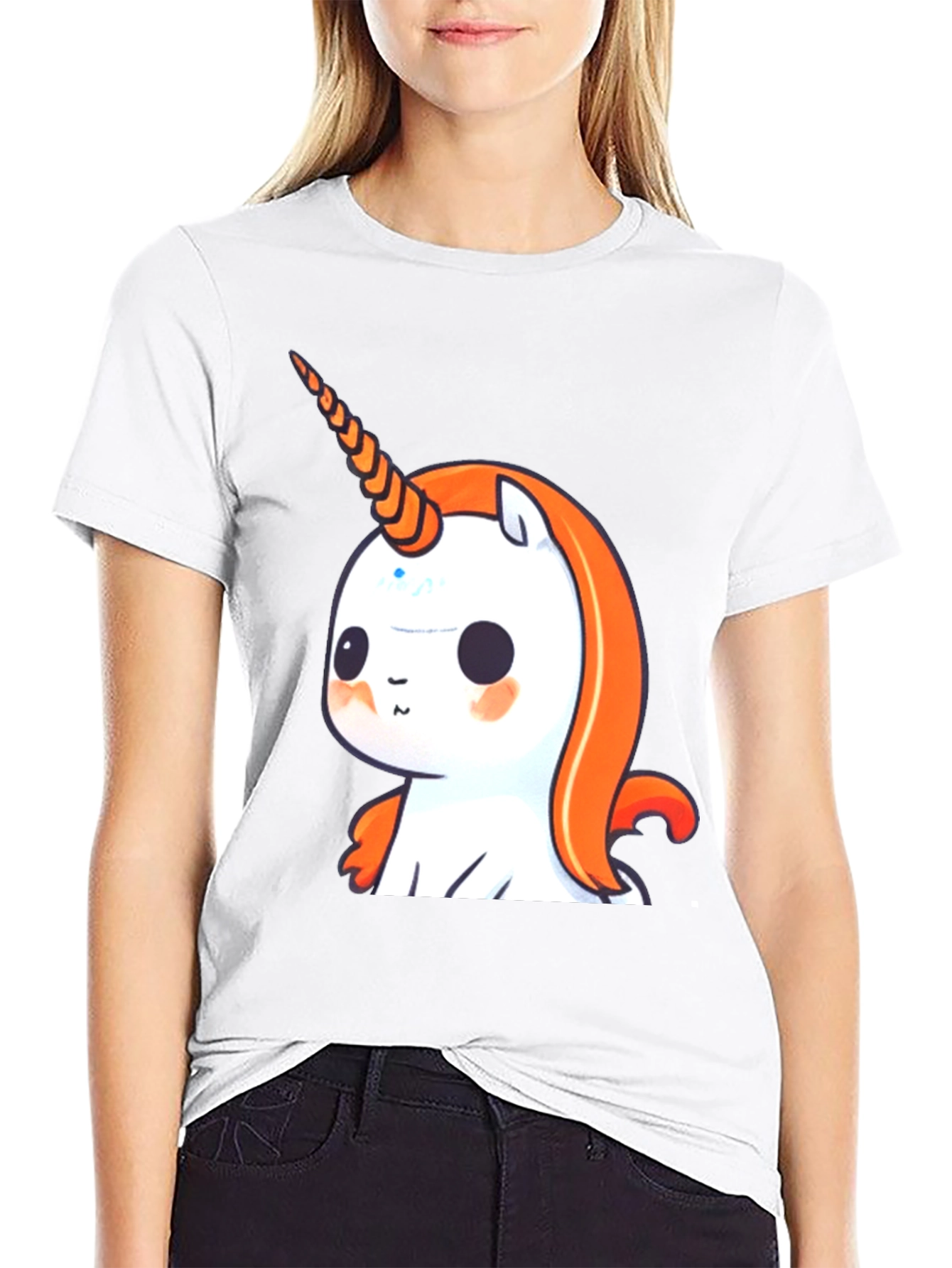 Black Cute Unicorn Graphic Tee - Black Casual T-Shirt view 9