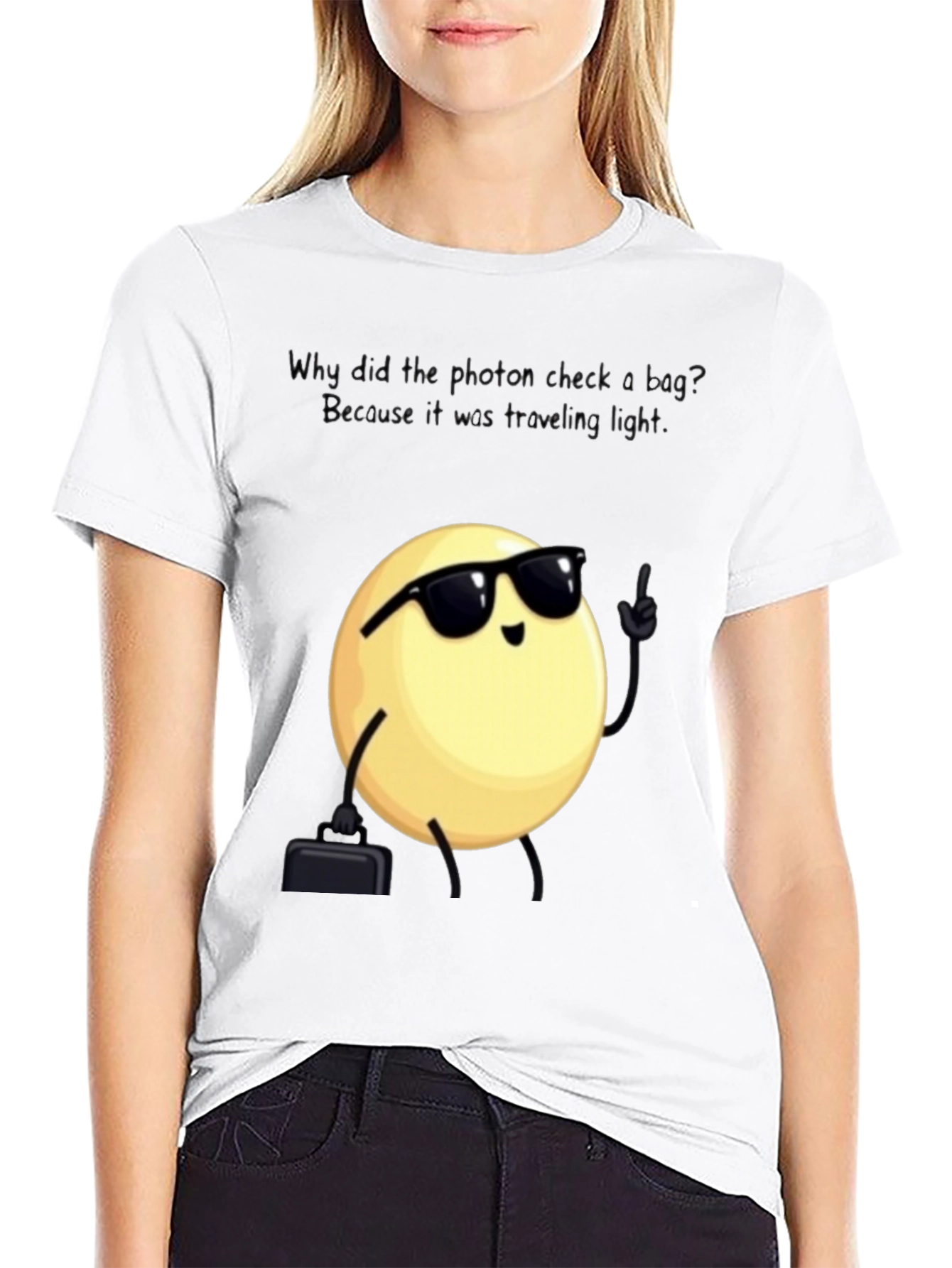 Black Funny Physics Pun T-Shirt: Traveling Light Photon view 9