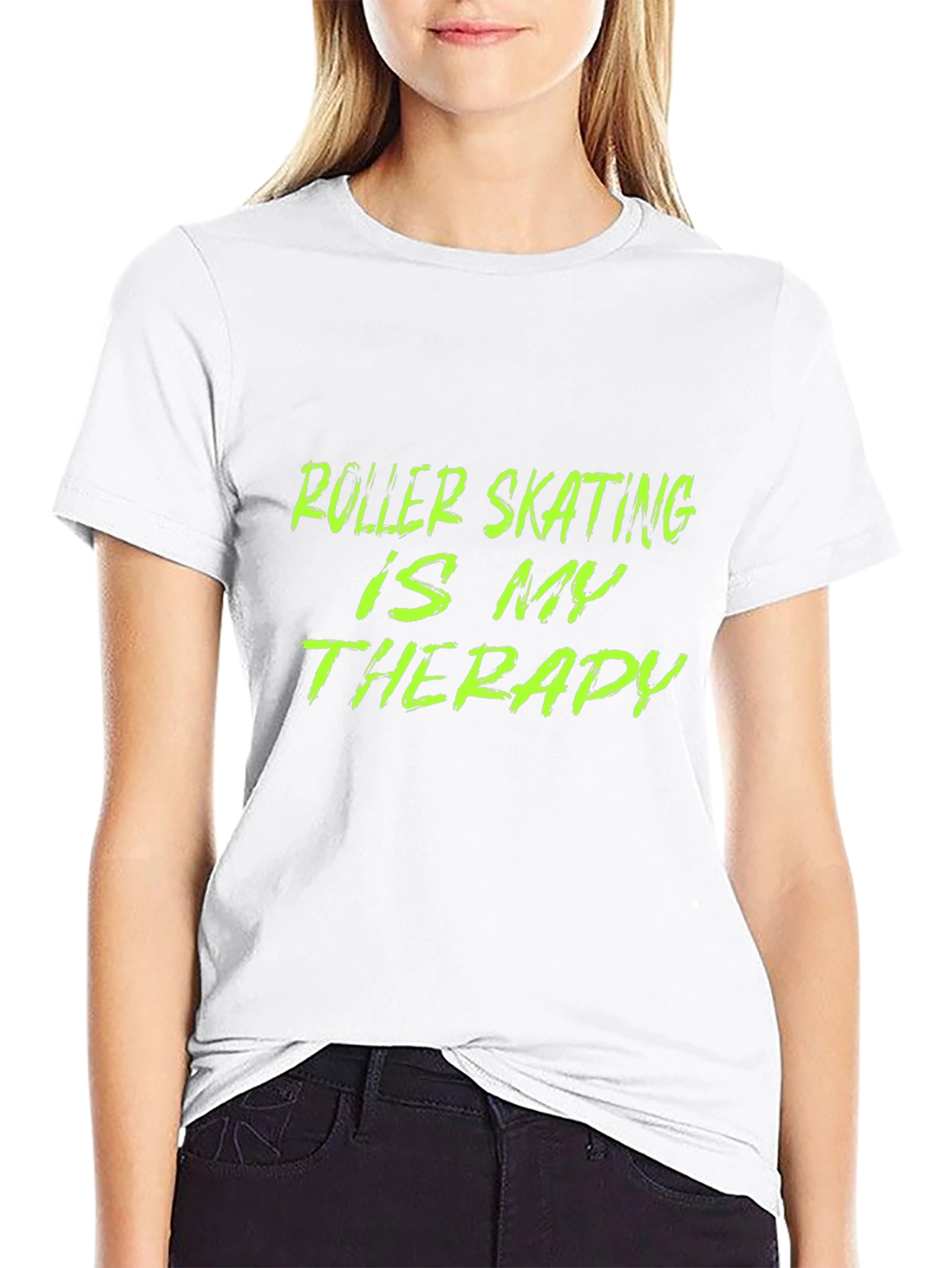 Black Roller Skating Therapy T-Shirt - Black Graphic Tee view 9