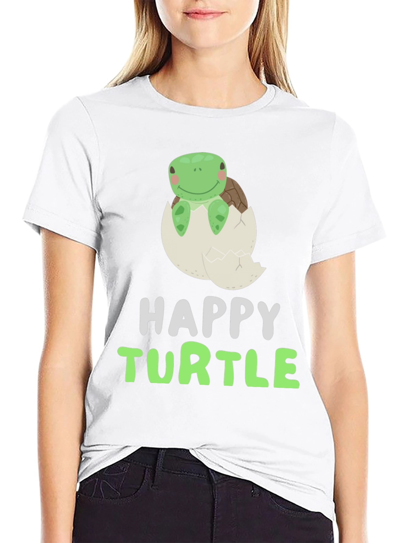 Black Happy Turtle Tee - Cute Animal Graphic T-Shirt view 9