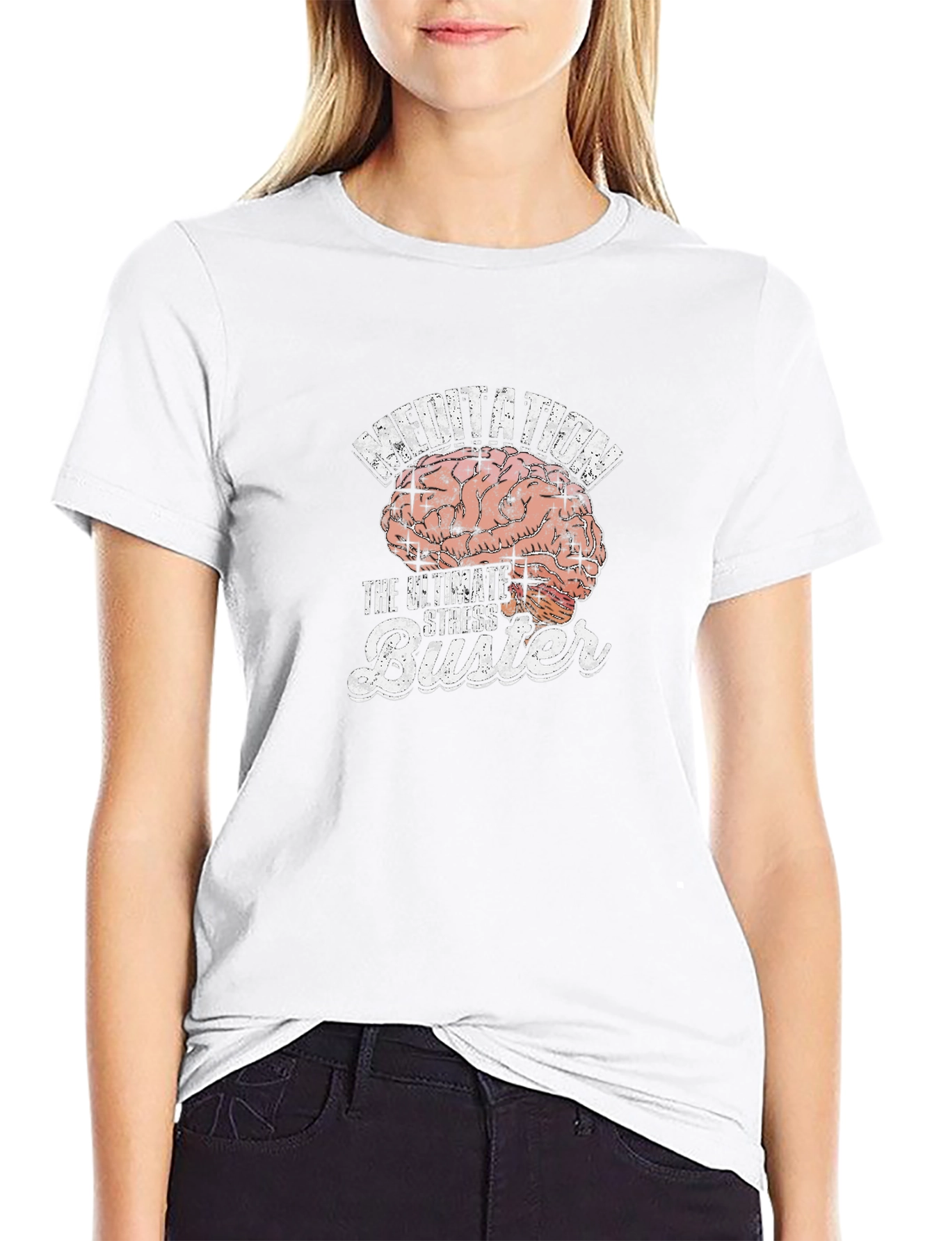 Black Meditation Brain T-Shirt - Ultimate Stress Buster view 9