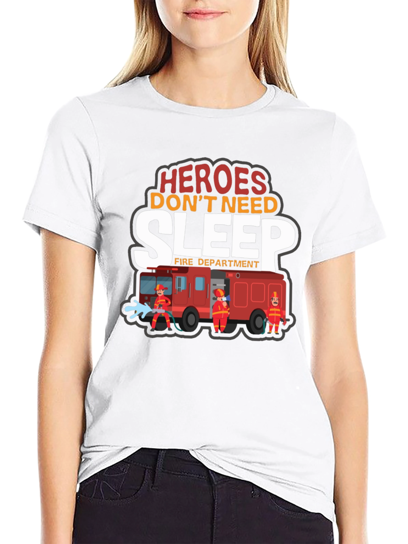 Black Heroes Don't Need Sleep Firefighter Graphic T-Shirt view 9