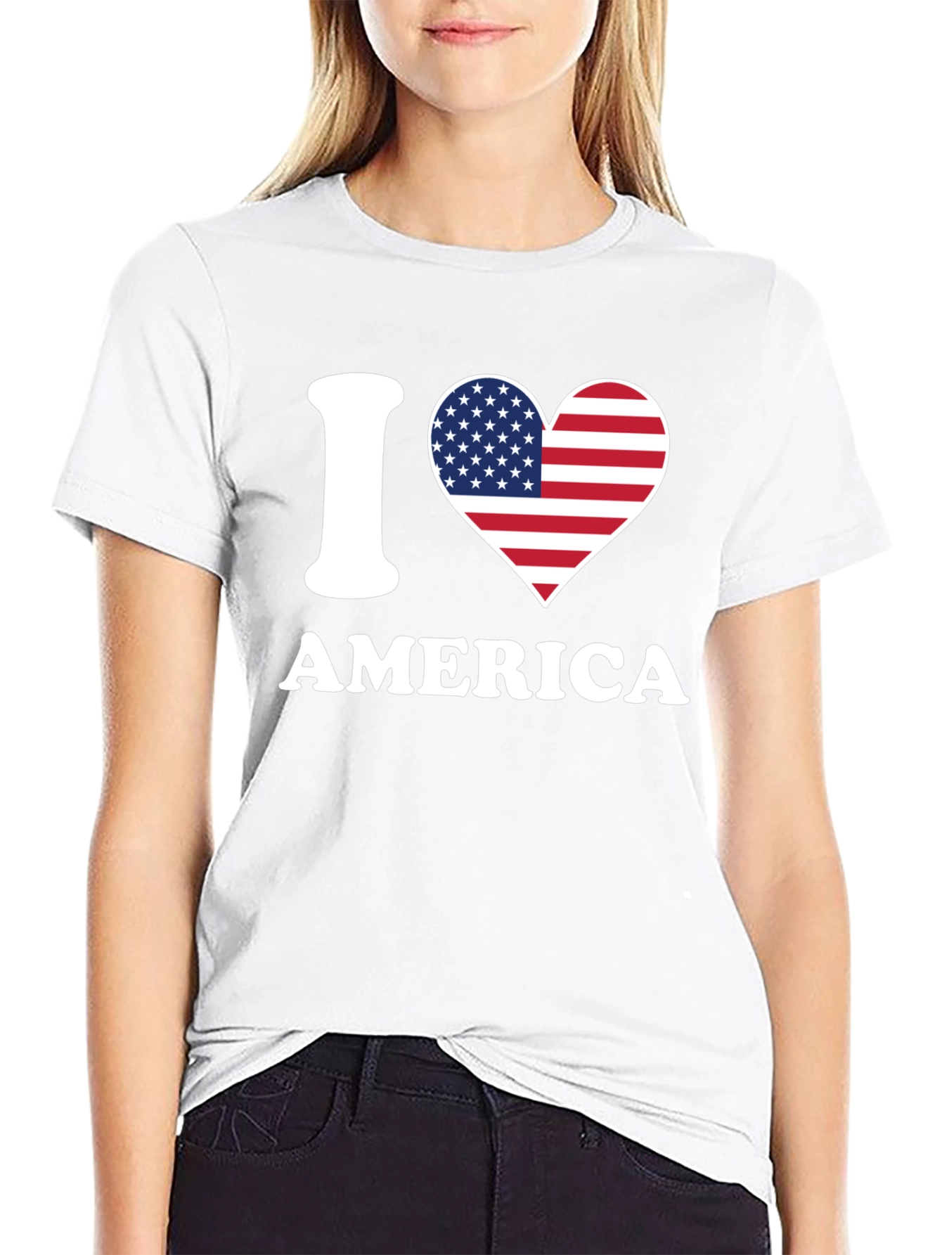 Black I Love America Patriotic T-Shirt view 9