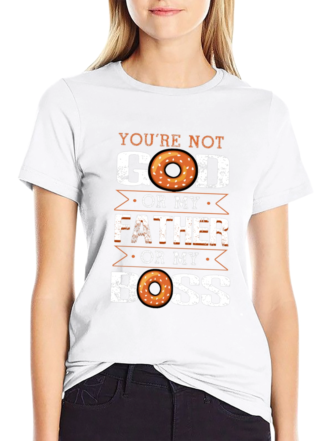 Black Funny Donut T-Shirt: You're Not God, Father, or My Boss view 9